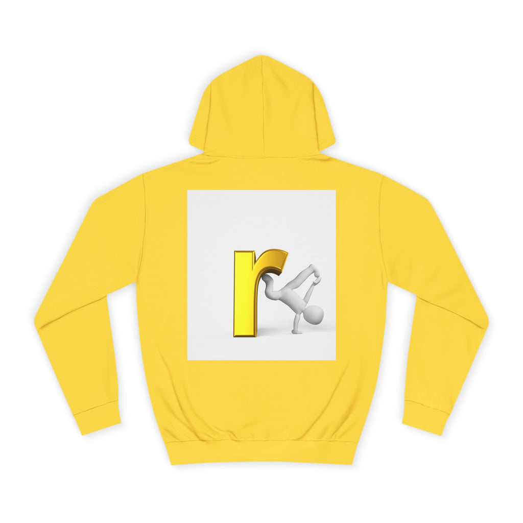 Yellow Letter R Character Hoodie | Playful Typographic Design