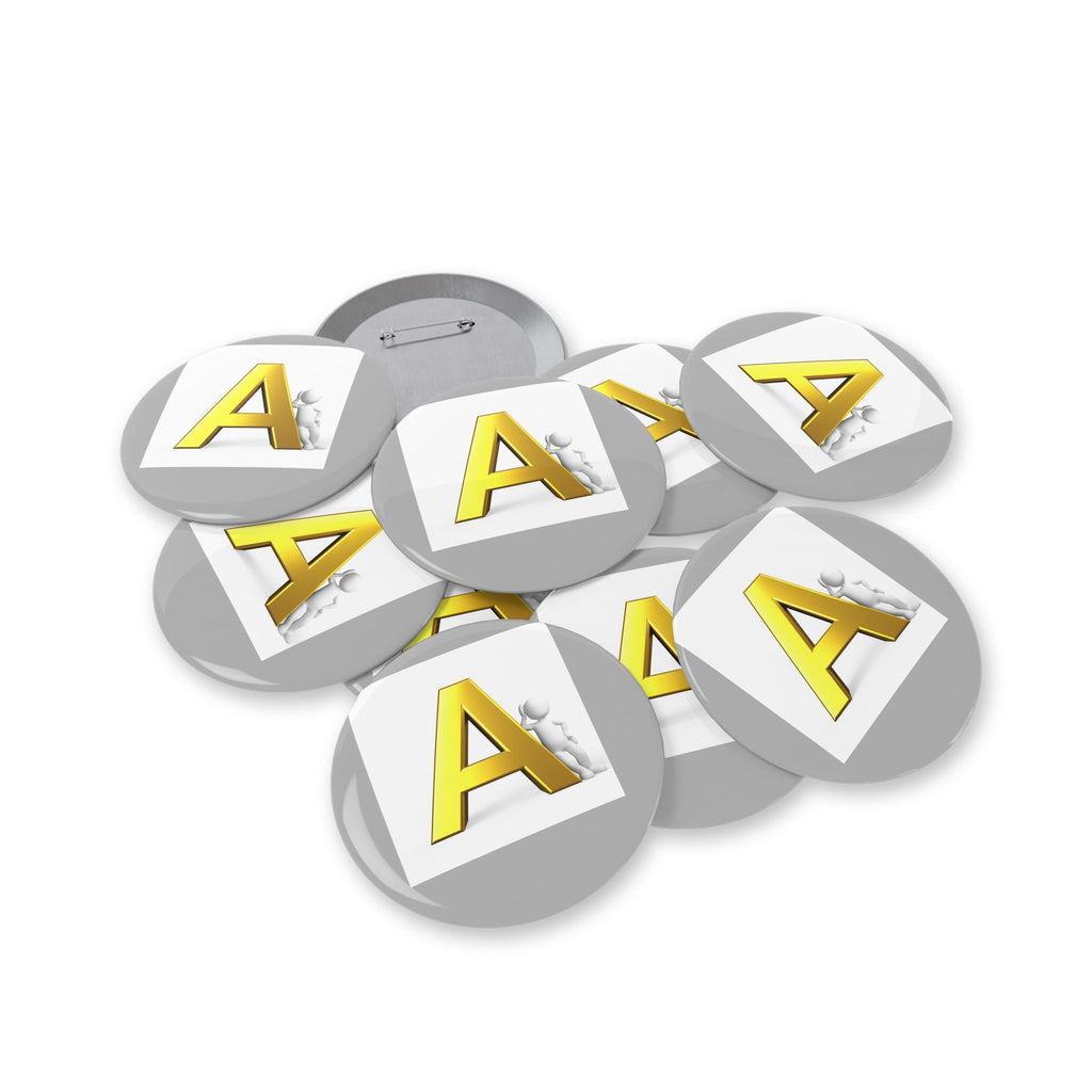 Yellow 3D Letter A Round Pin | Alphabet Initial Button Badge