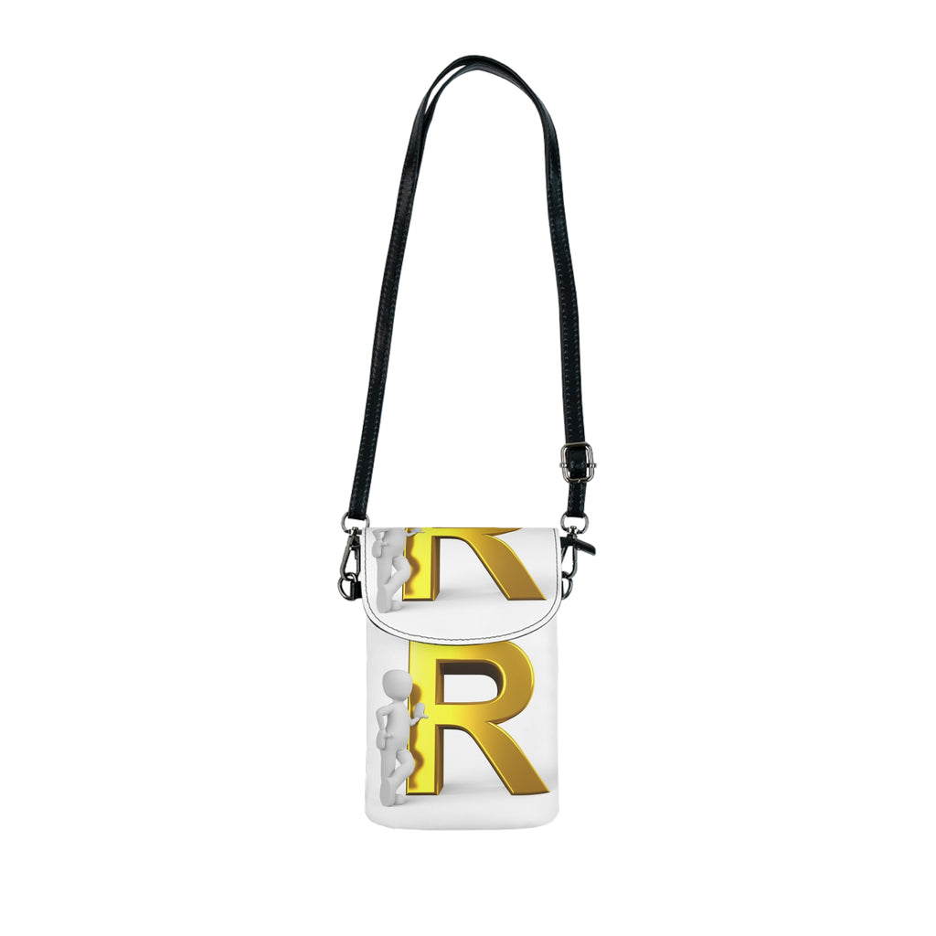 Gold Letter R Monogram Small Cell Phone Wallet | Initial R Crossbody Wallet