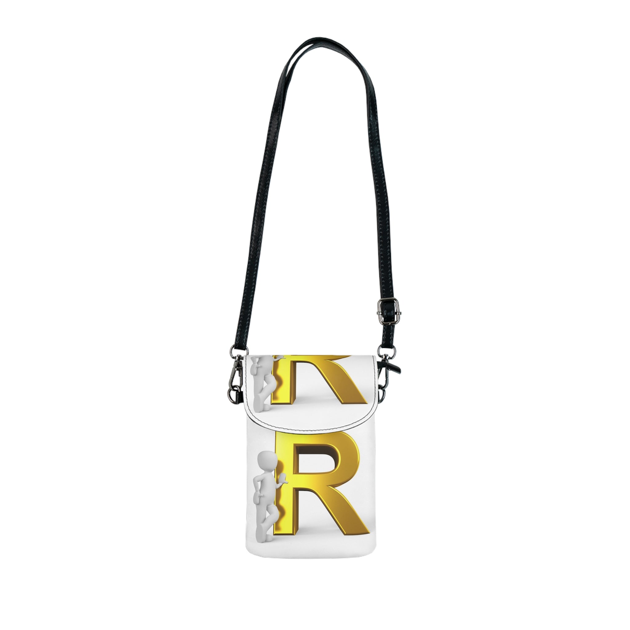 Gold Letter R Monogram Small Cell Phone Wallet | Initial R Crossbody Wallet