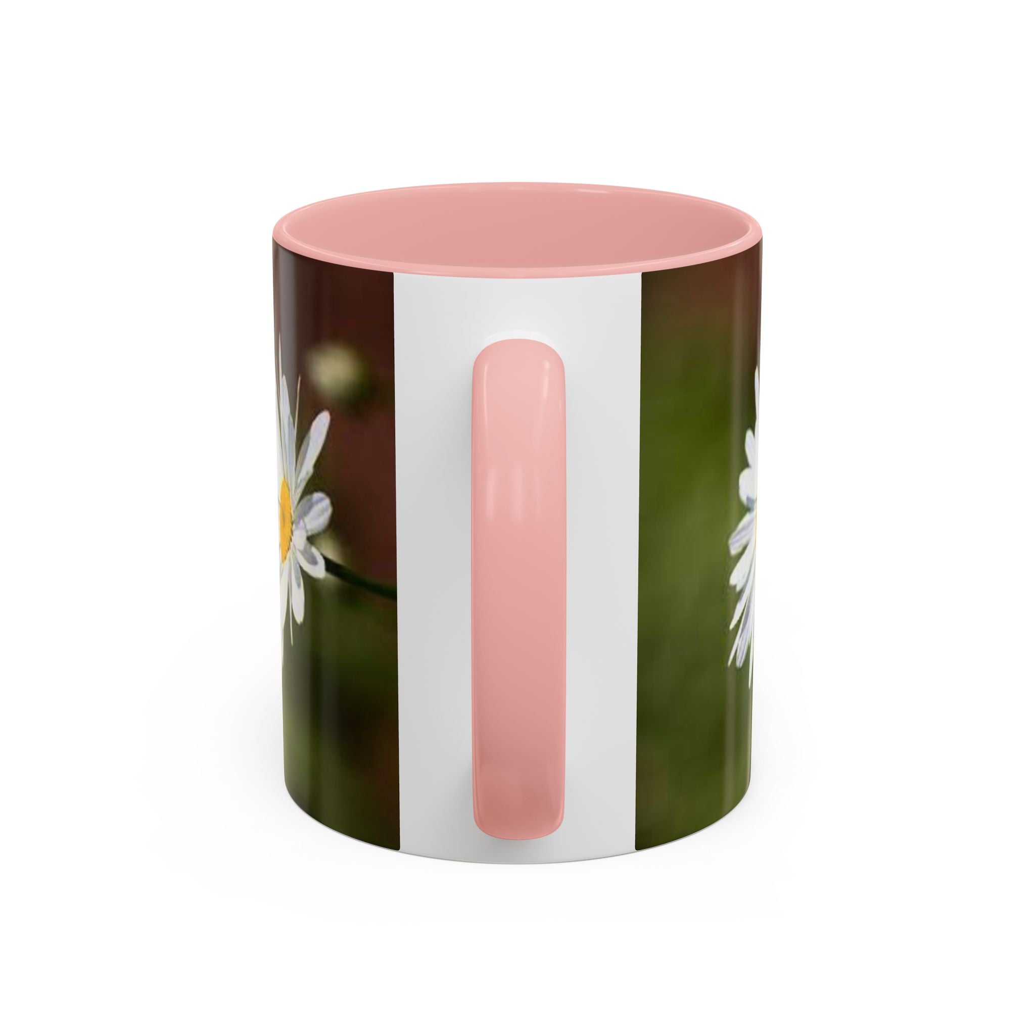 White Daisy Floral Accent Mug | 11oz or 15oz Ceramic