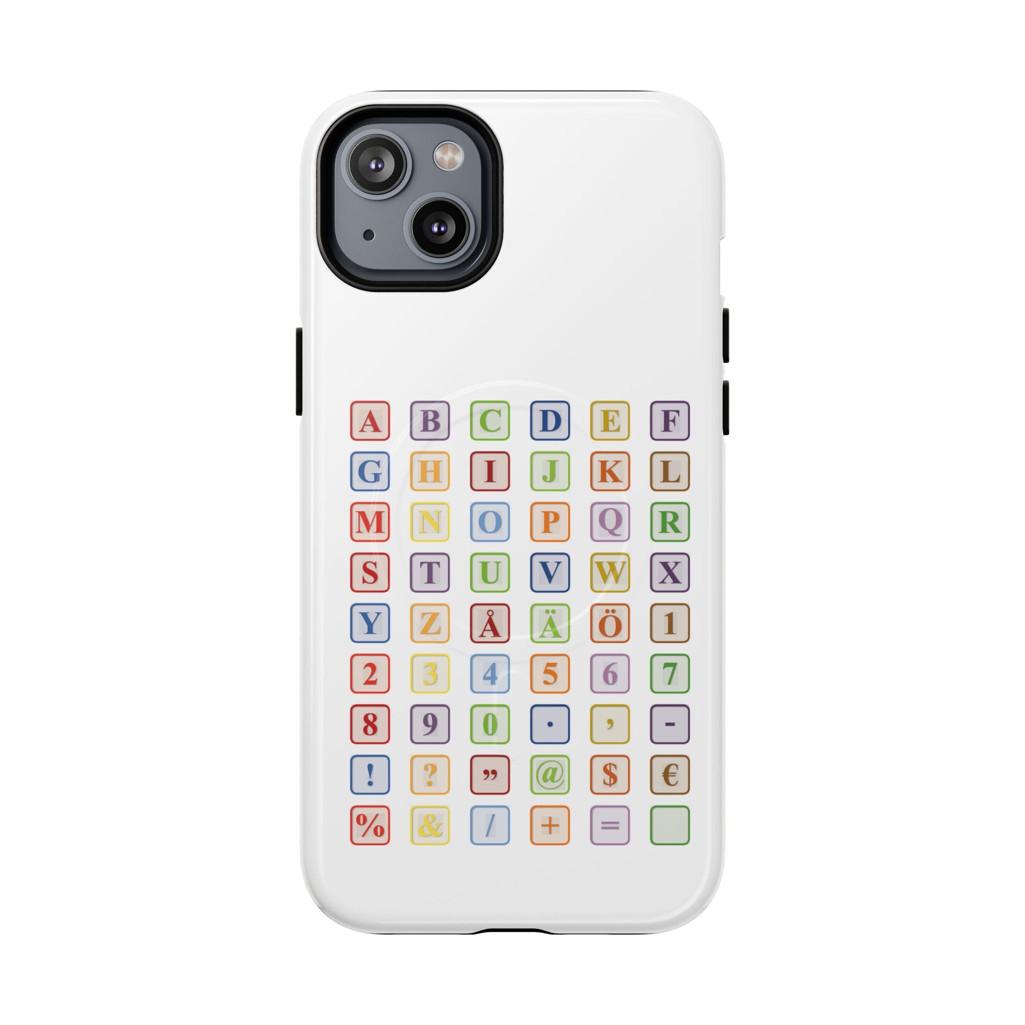 Coque de téléphone Alphabet Blocks | Coque magnétique résistante, grille de lettres colorées