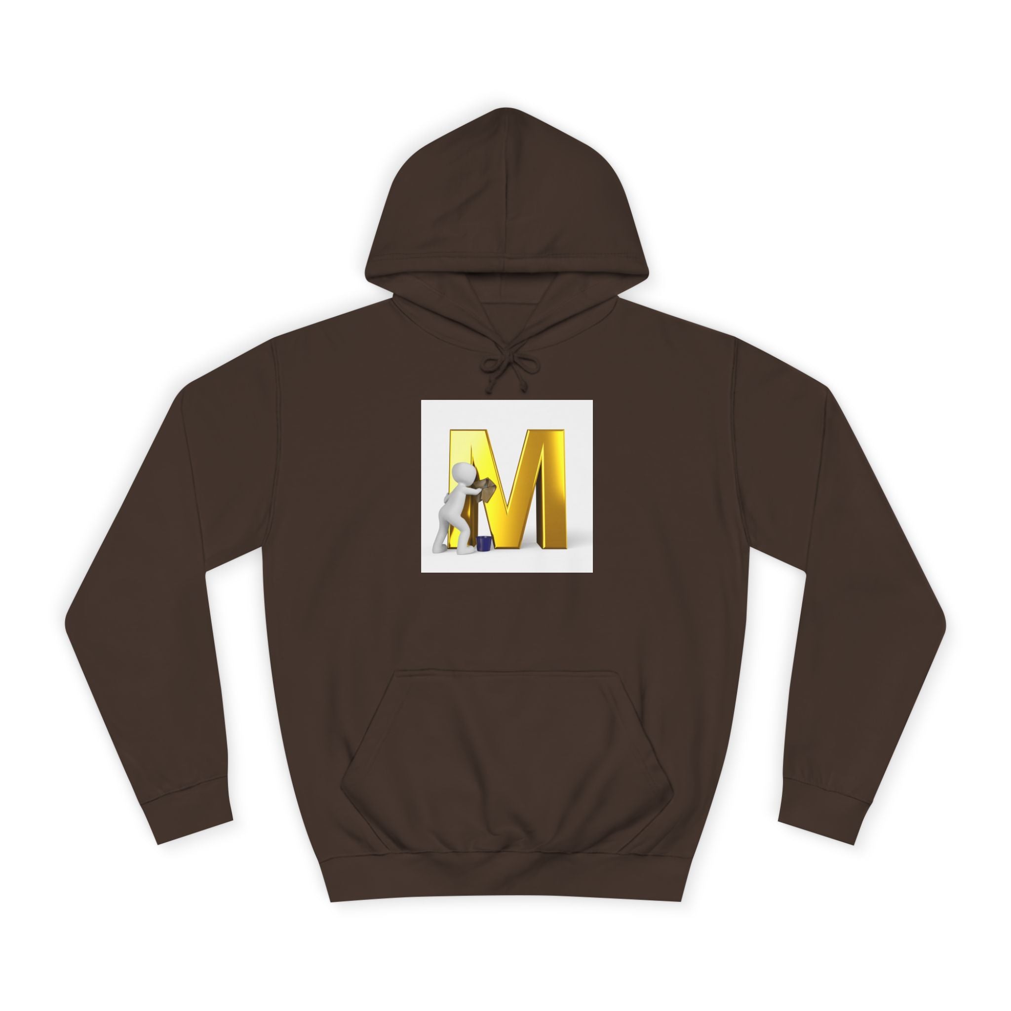Gold Letter M with Figure Hoodie | Monogram Initial M Sweatshirt
