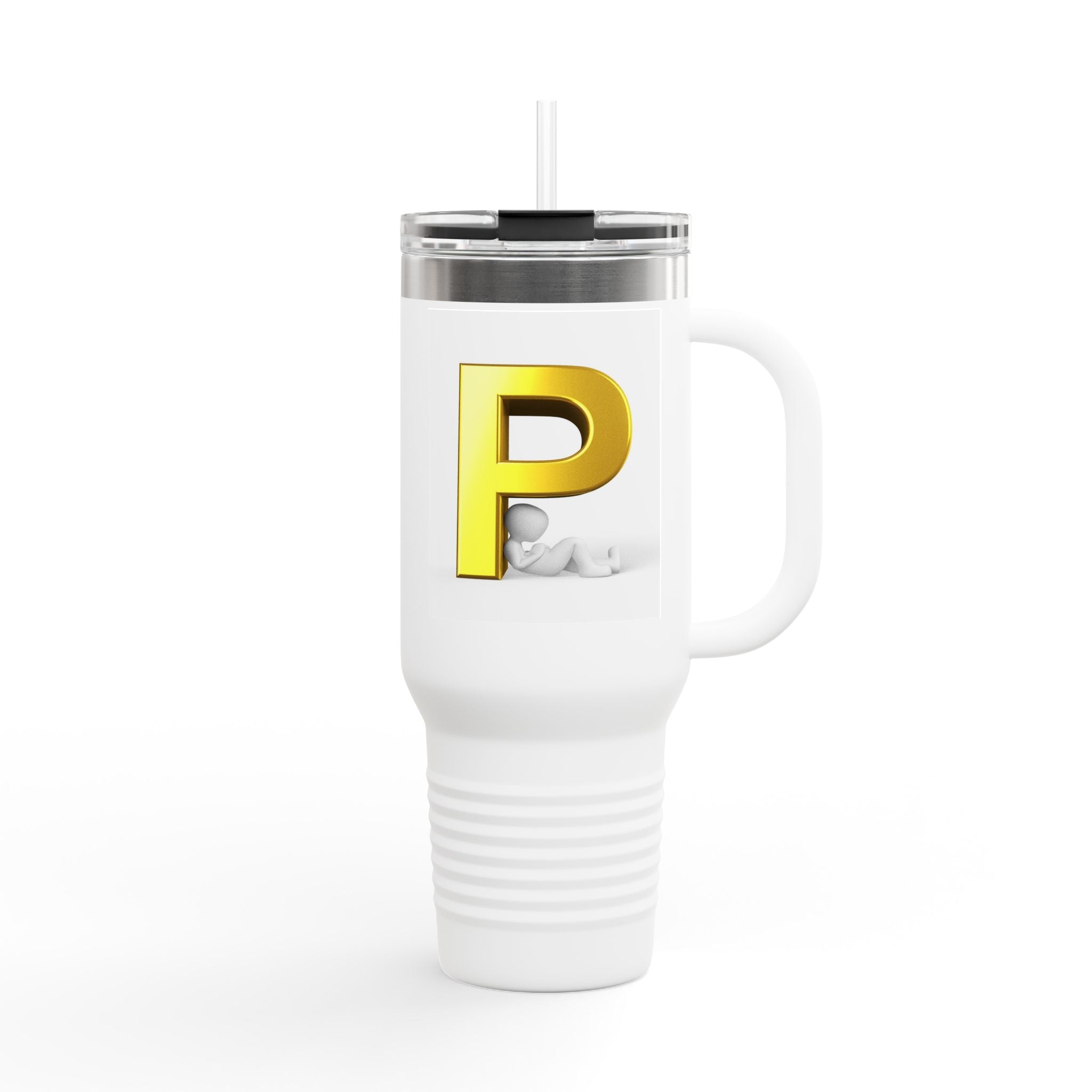 Gold Letter P Monogram Travel Mug | 40oz Insulated Tumbler