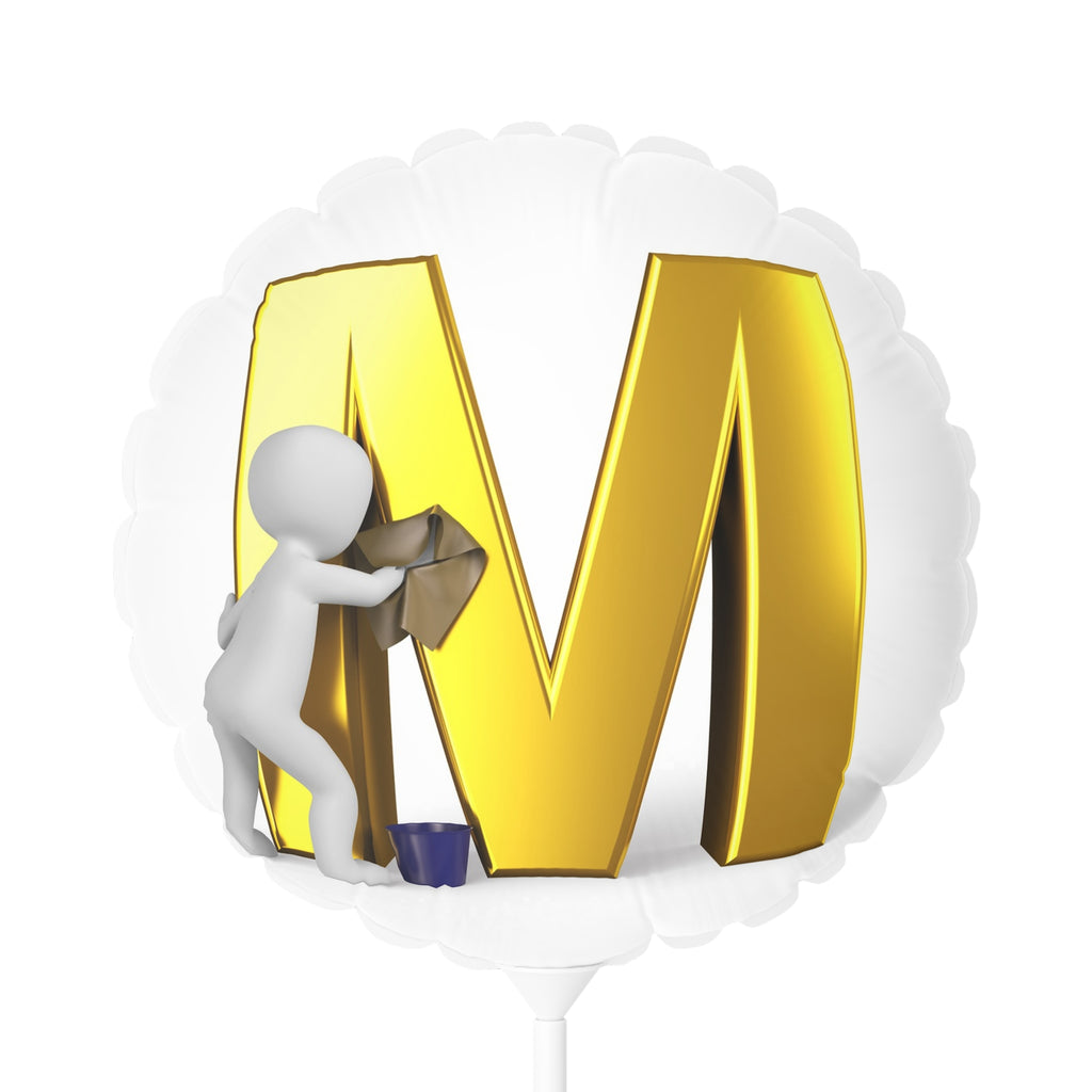 Gold 3D Letter M Balloon 11" | Round Heart-Shaped Foil Balloon