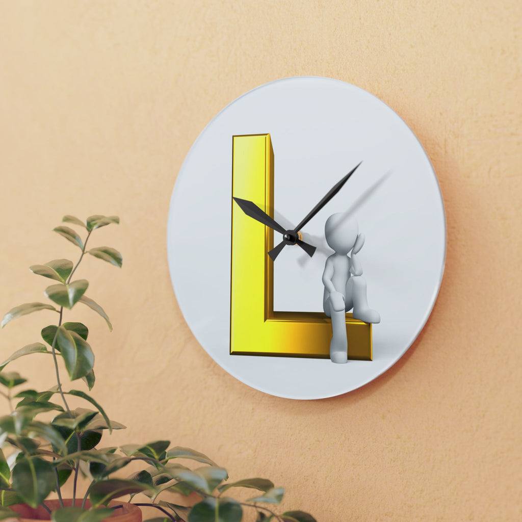 3D Letter L Design Acrylic Wall Clock | Initial Monogram Decor