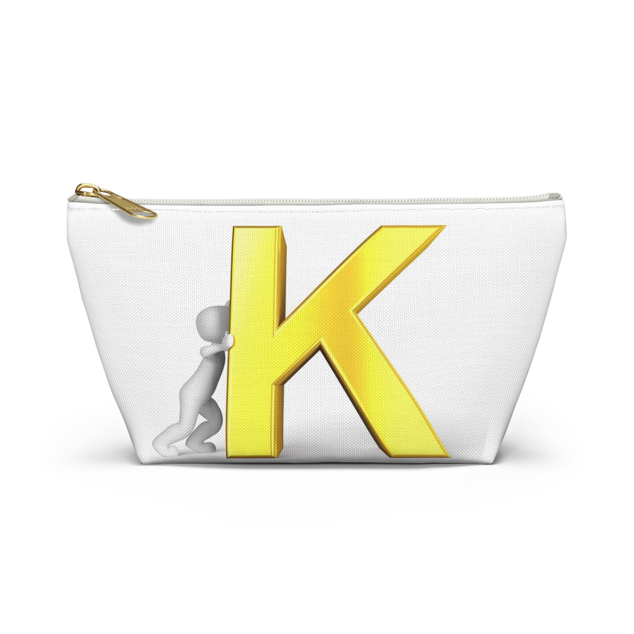 Yellow Letter K Monogram Accessory Pouch | Initial K Makeup Bag