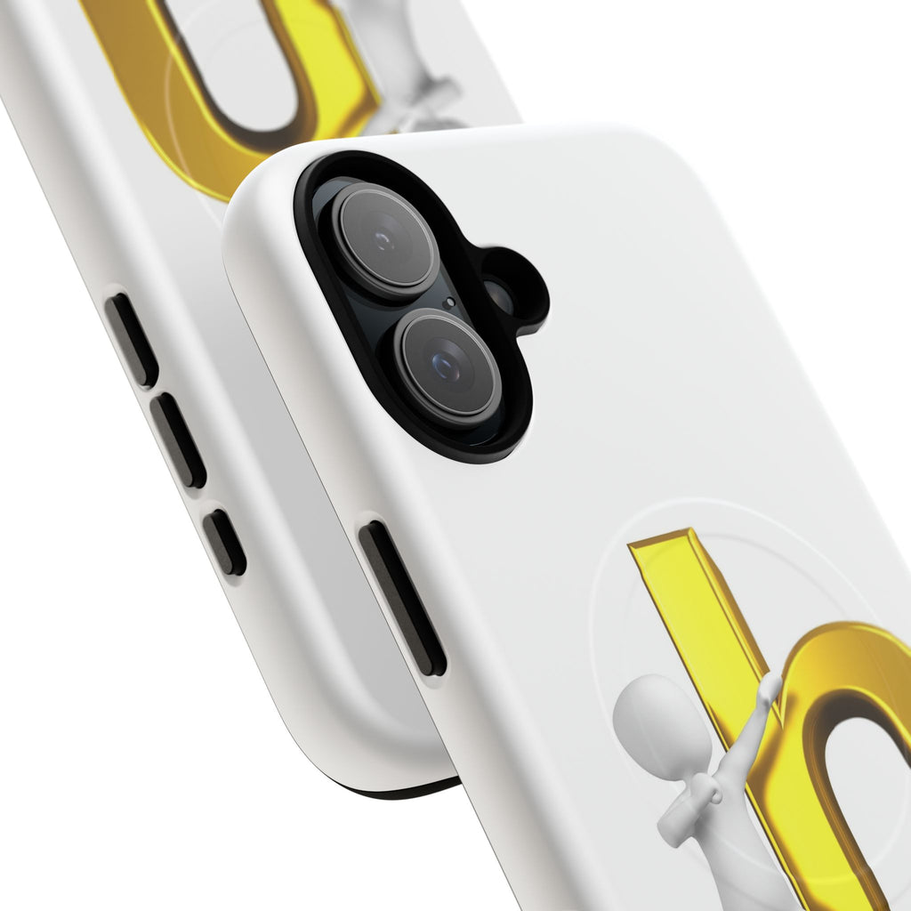 3D Person Pushing Gold Letter h Phone Case | Tough Magnetic Case