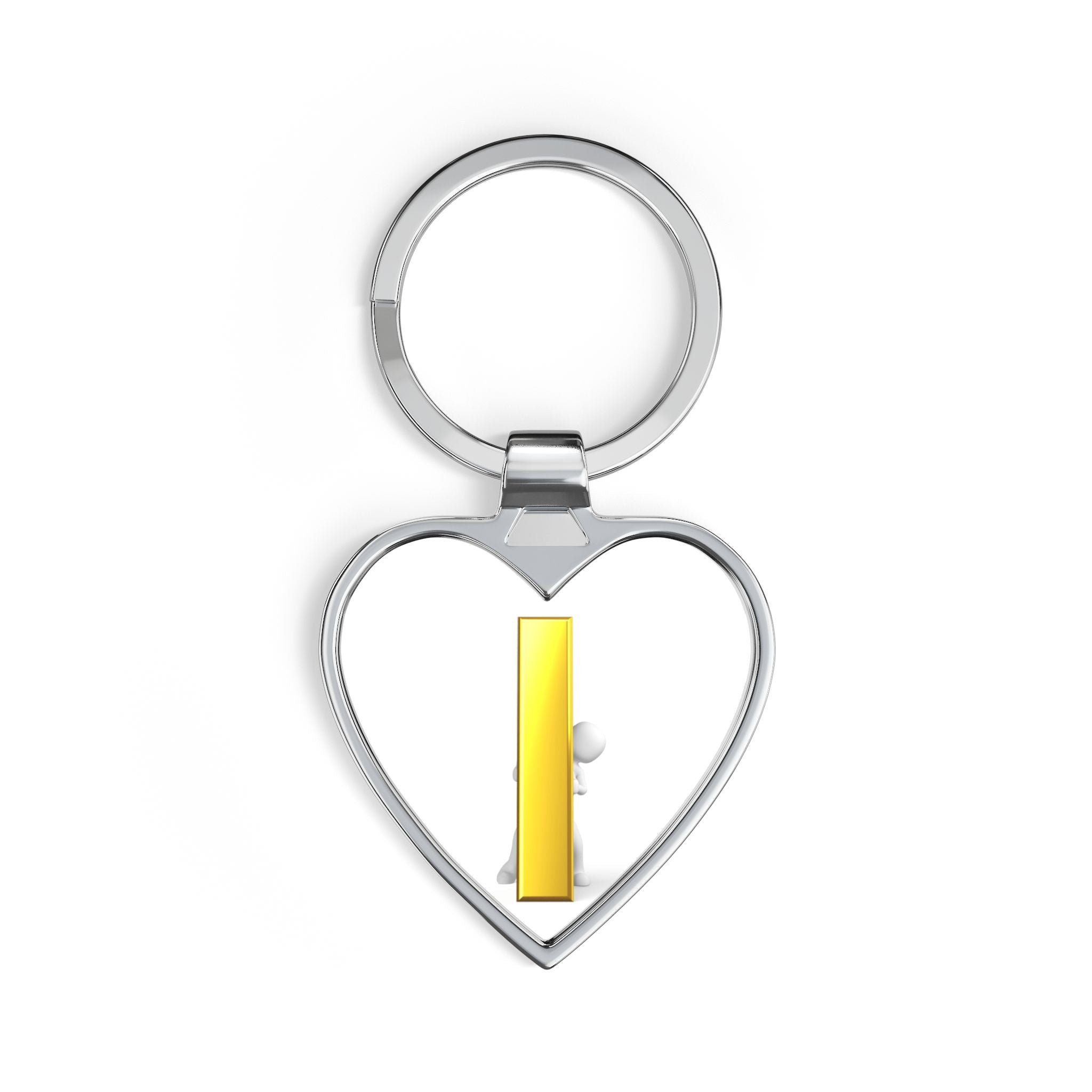 Gold Letter i Heart Keychain | Initial Monogram Keyring