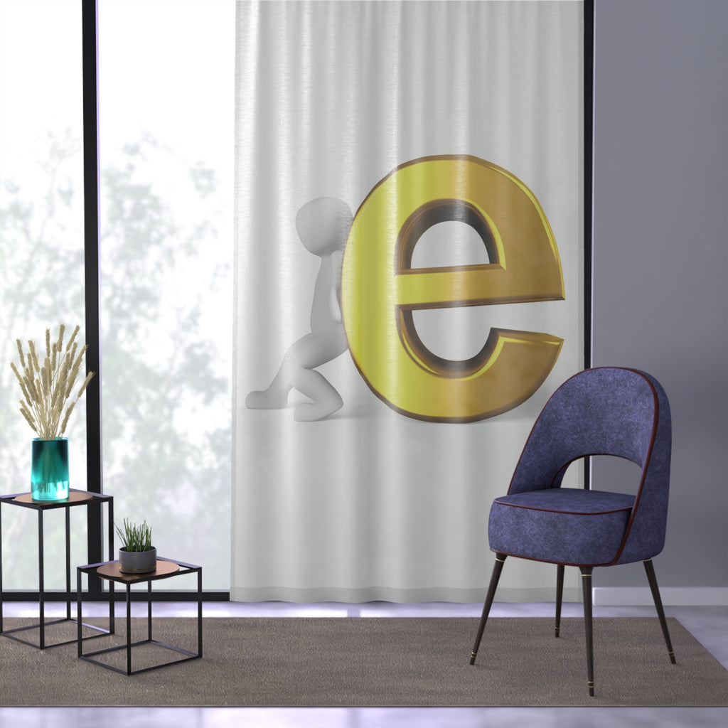 Gold Letter E design Window Curtain | Monogram Initial Home Décor