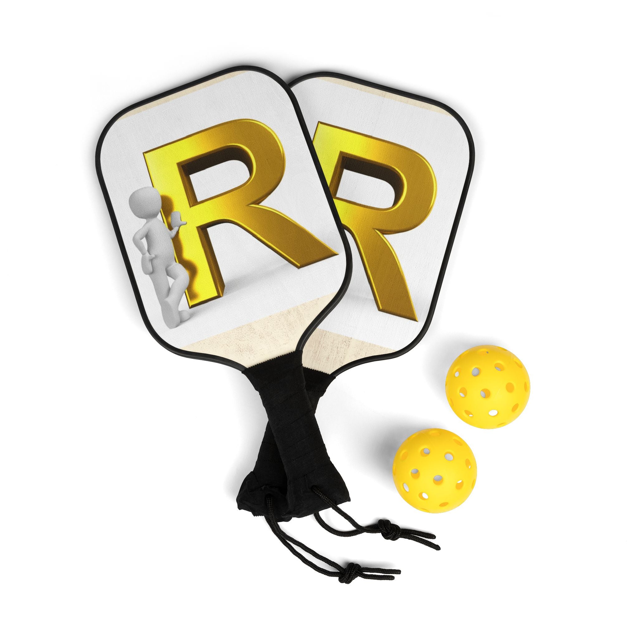 Gold Letter R Pickleball Paddle