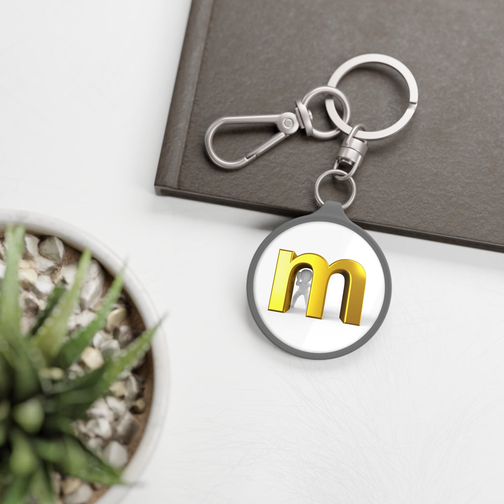 Gold 3D Letter M keyring tag | Monogram Keychain