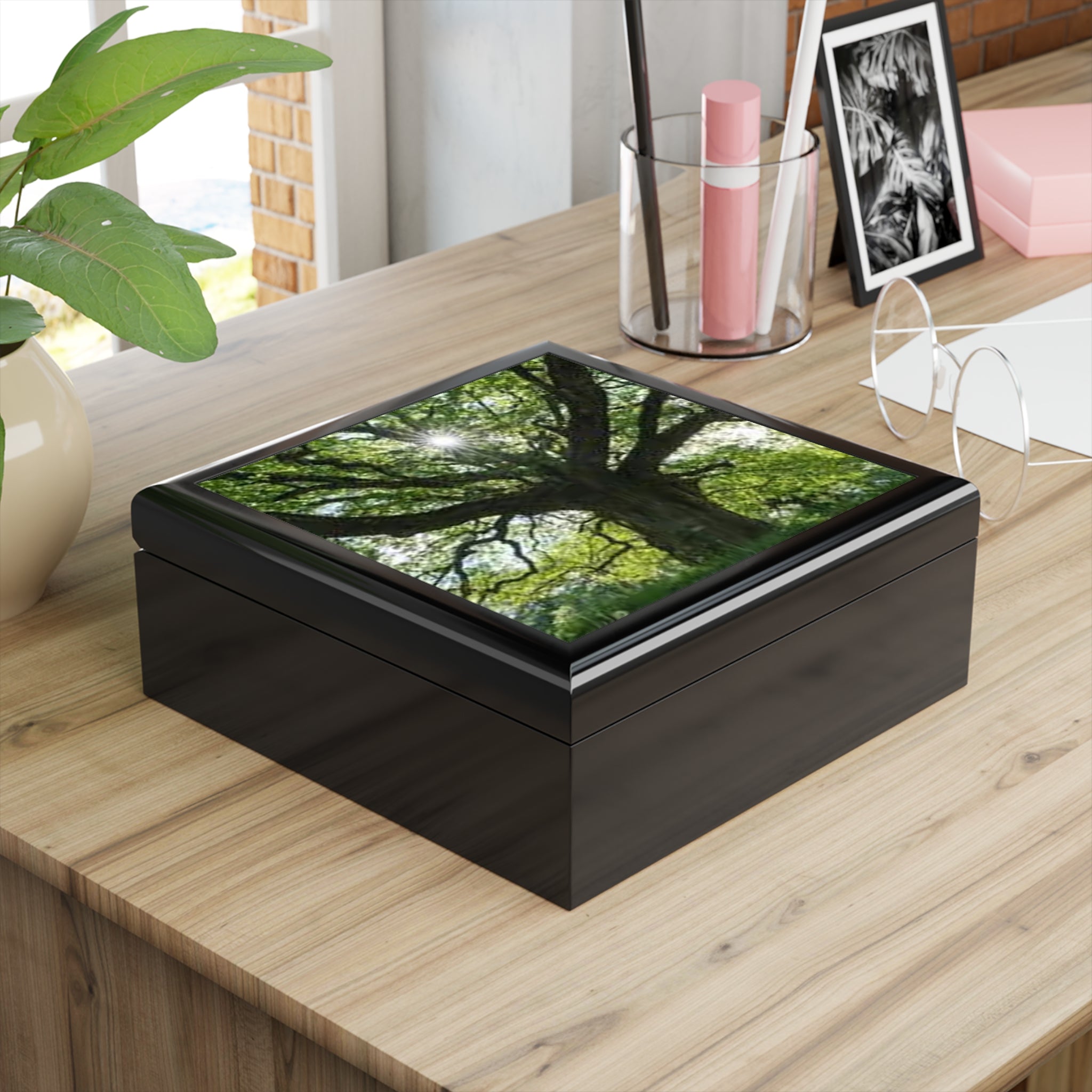 Sunlit Oak Tree Jewelry Box | Nature Woodland Keepsake