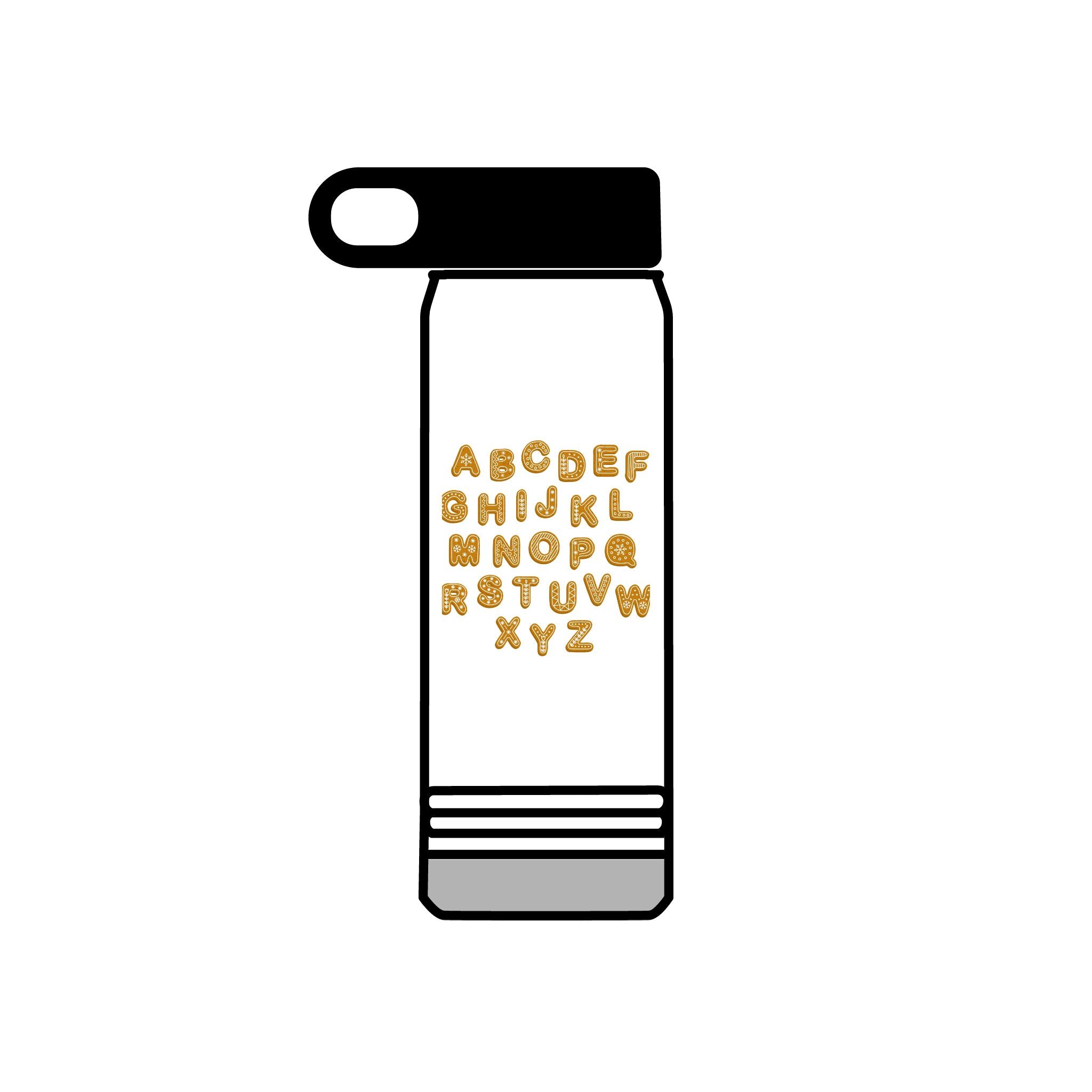 Bouteille d'eau Biscuits Alphabet | Bouteille en acier inoxydable de 20 oz, design mignon de biscuits lettres