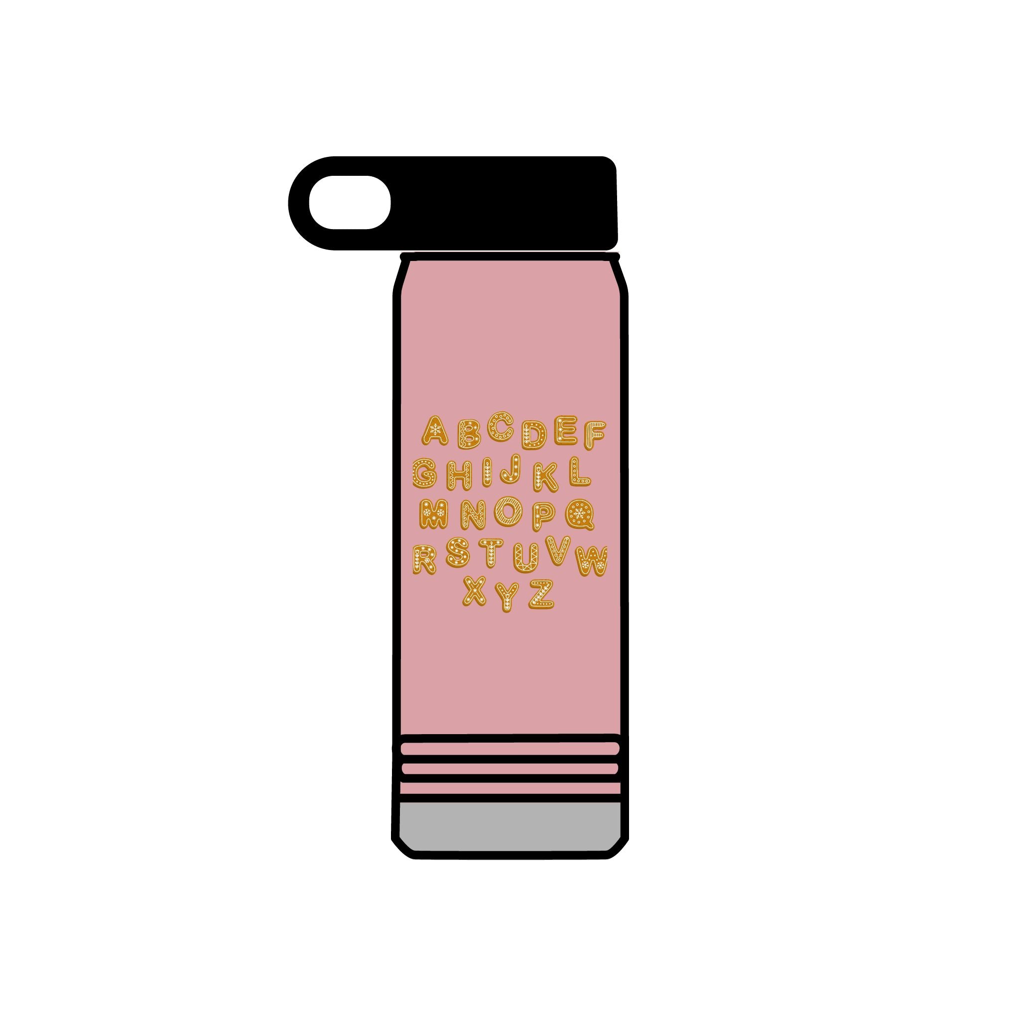Bouteille d'eau Biscuits Alphabet | Bouteille en acier inoxydable de 20 oz, design mignon de biscuits lettres