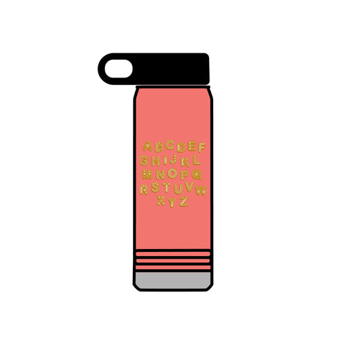 Alphabet Cookies Water Bottle | 20oz Stainless Bottle, Cute Letter Cookie Design