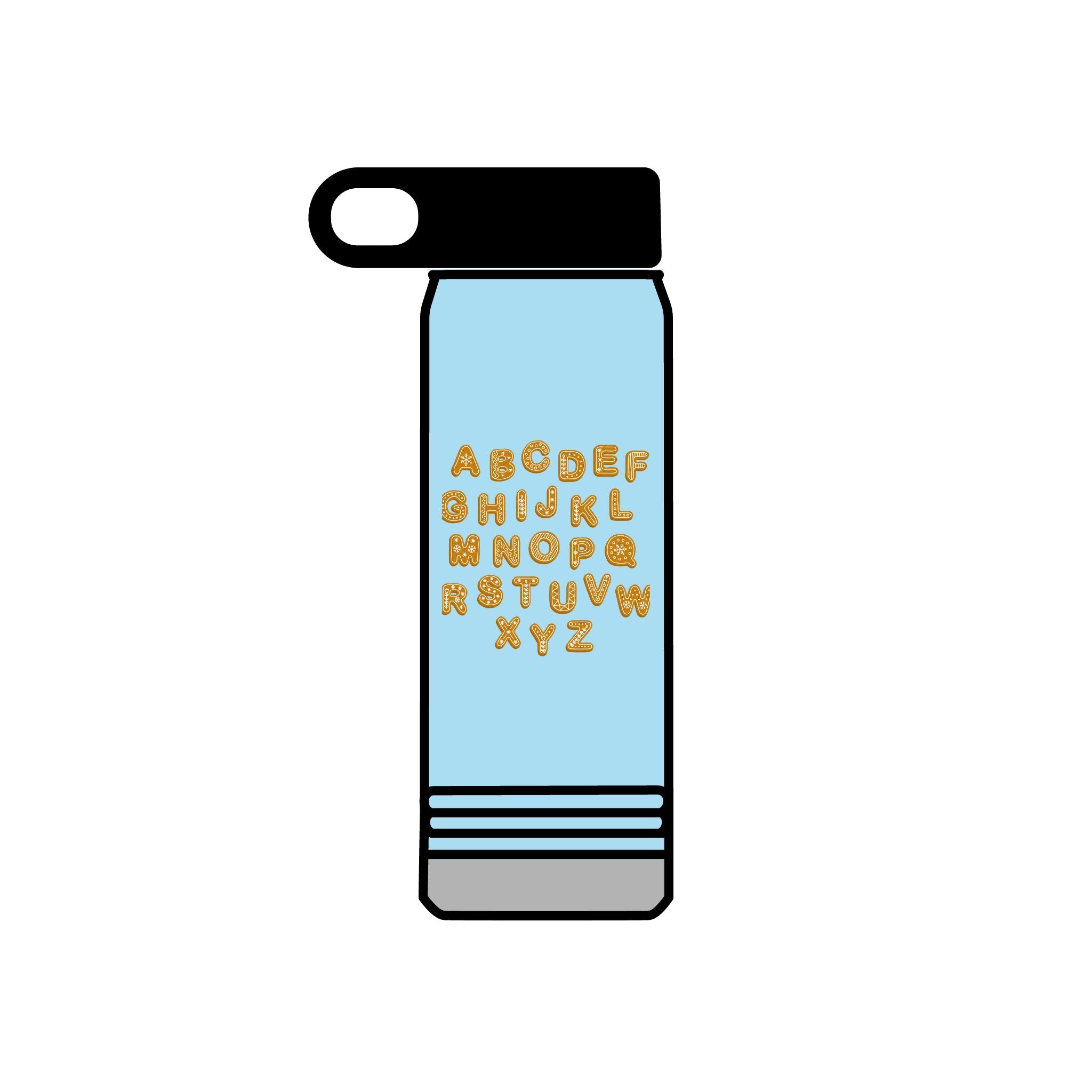 Bouteille d'eau Biscuits Alphabet | Bouteille en acier inoxydable de 20 oz, design mignon de biscuits lettres