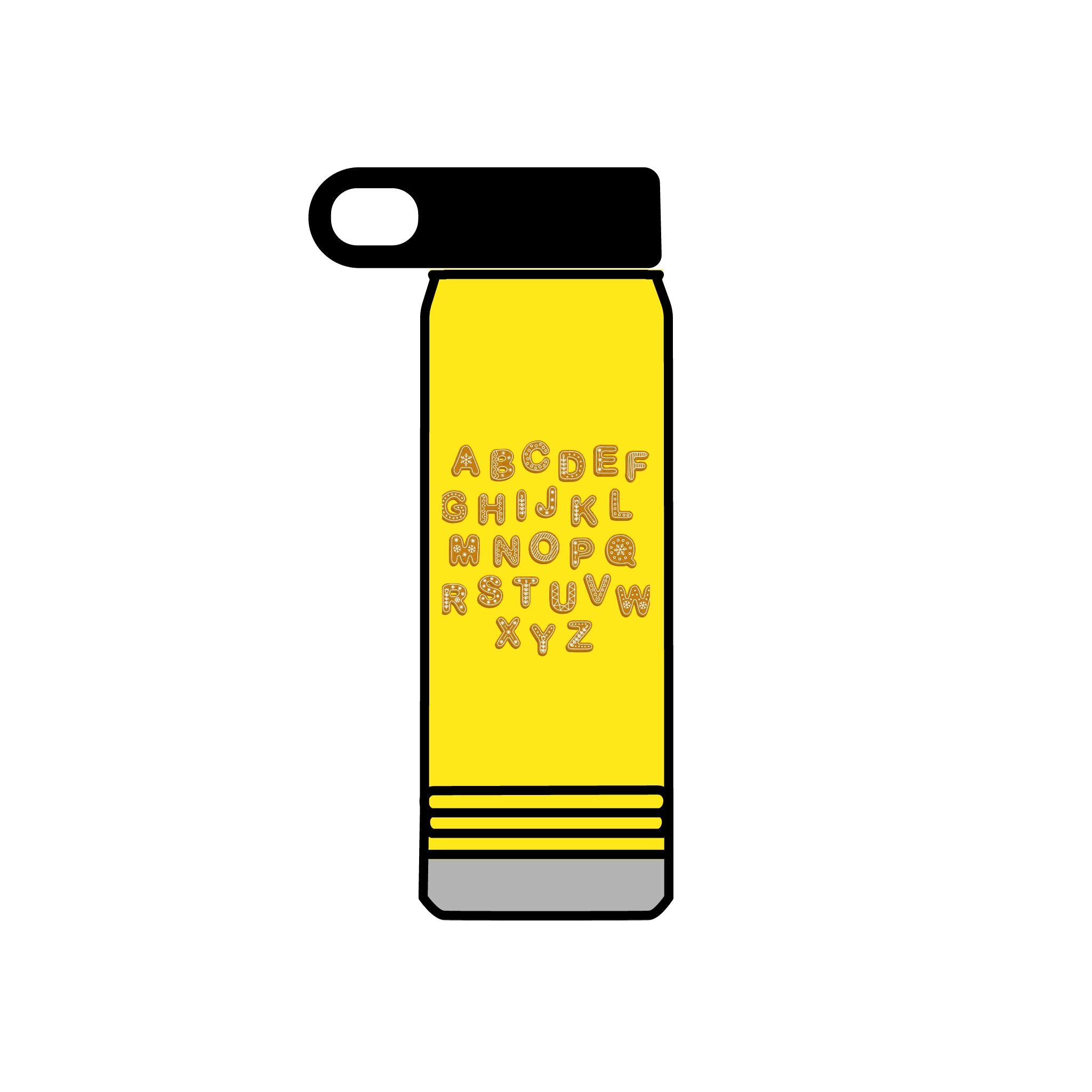 Bouteille d'eau Biscuits Alphabet | Bouteille en acier inoxydable de 20 oz, design mignon de biscuits lettres