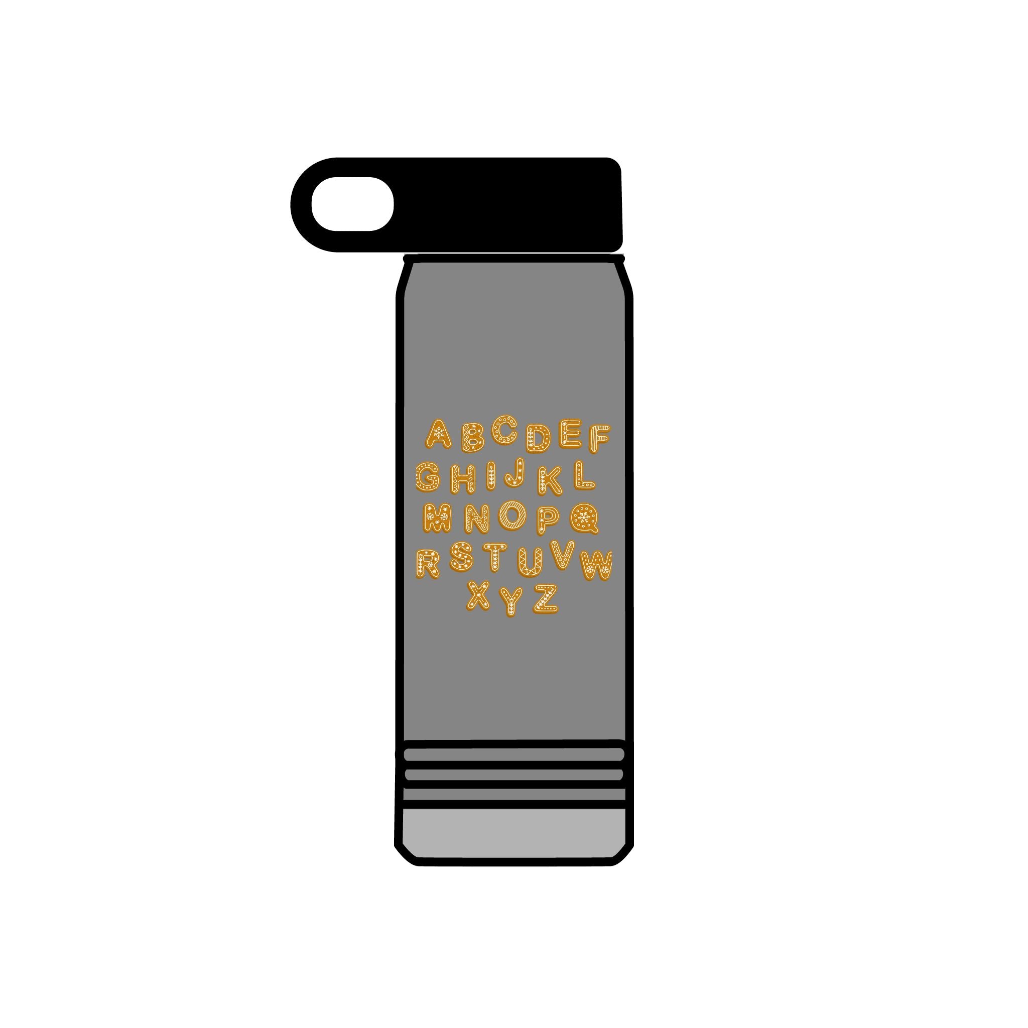 Alphabet Cookies Water Bottle | 20oz Stainless Bottle, Cute Letter Cookie Design