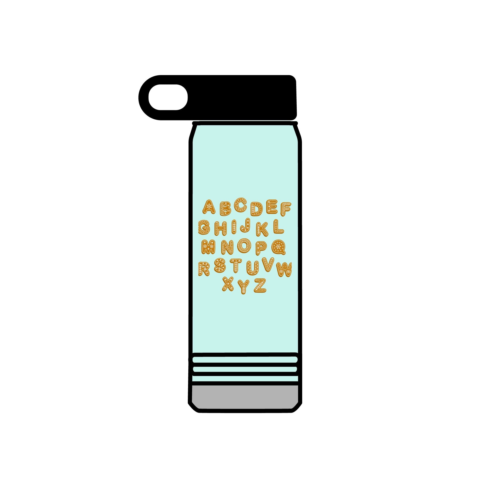 Bouteille d'eau Biscuits Alphabet | Bouteille en acier inoxydable de 20 oz, design mignon de biscuits lettres