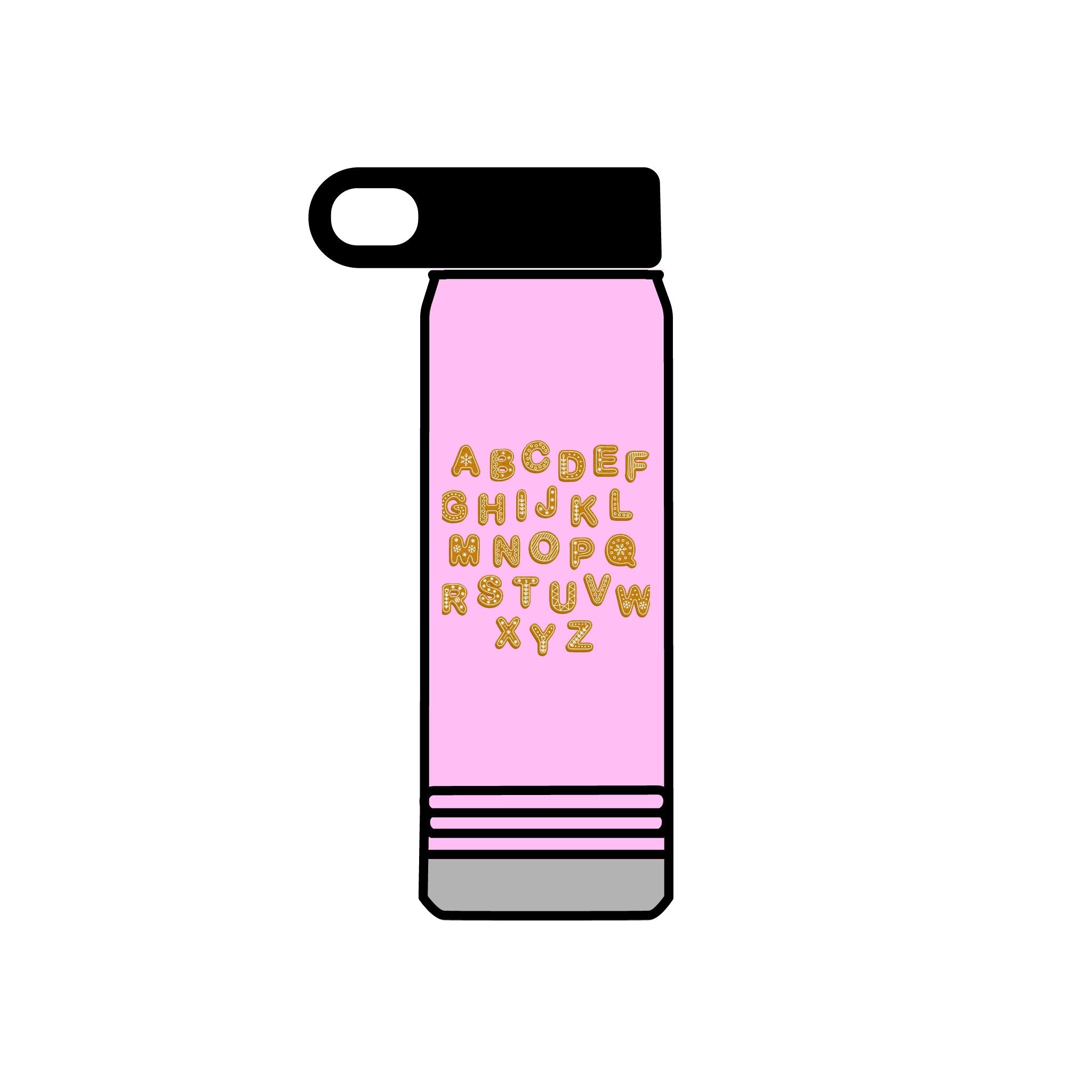 Bouteille d'eau Biscuits Alphabet | Bouteille en acier inoxydable de 20 oz, design mignon de biscuits lettres