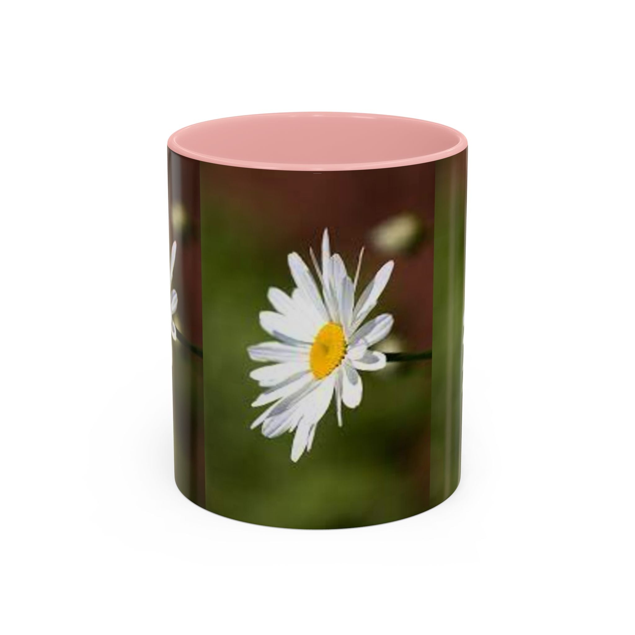 White Daisy Floral Accent Mug | 11oz or 15oz Ceramic