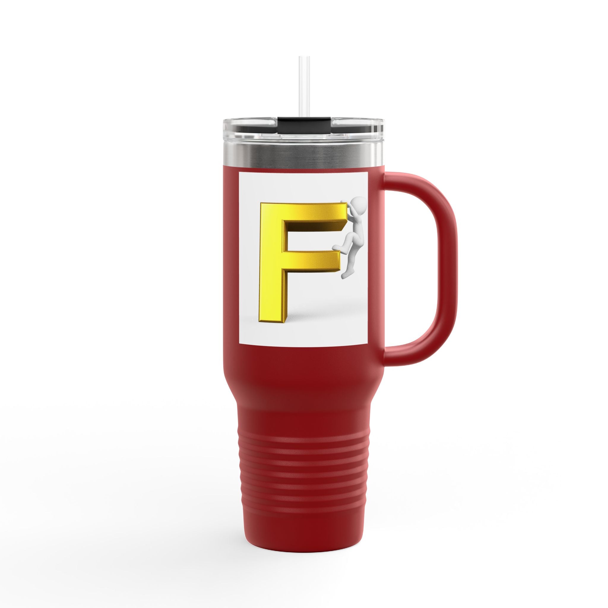 3D Figure Climbing Yellow Letter F Travel Mug | Insulated 40oz