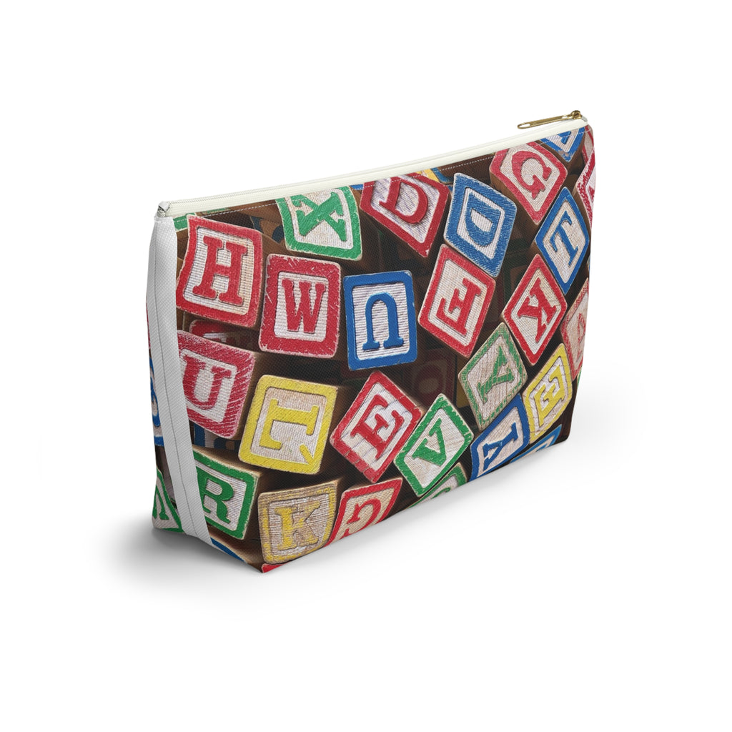 Scattered Wooden Alphabet Blocks Accessory Pouch