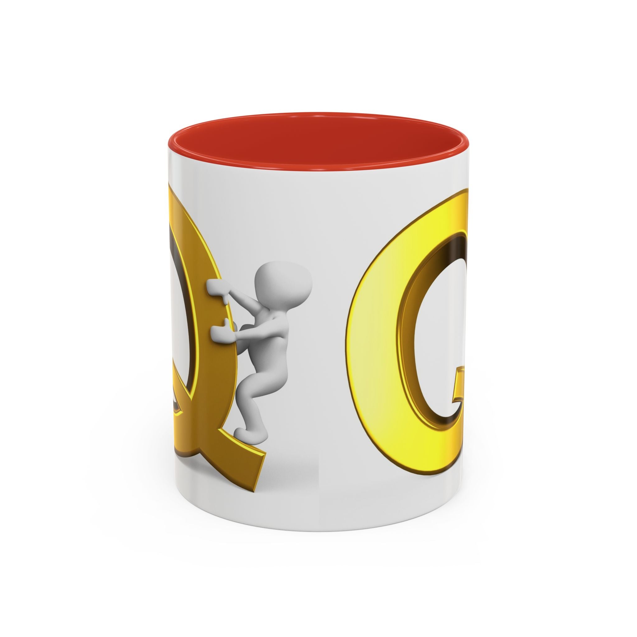 Mug lettre Q en or 3D avec figurine d'escalade | Mug bicolore 325 ml 440 ml