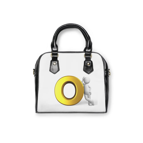 Sac à bandoulière graphique minimaliste avec lettre O dorée en 3D