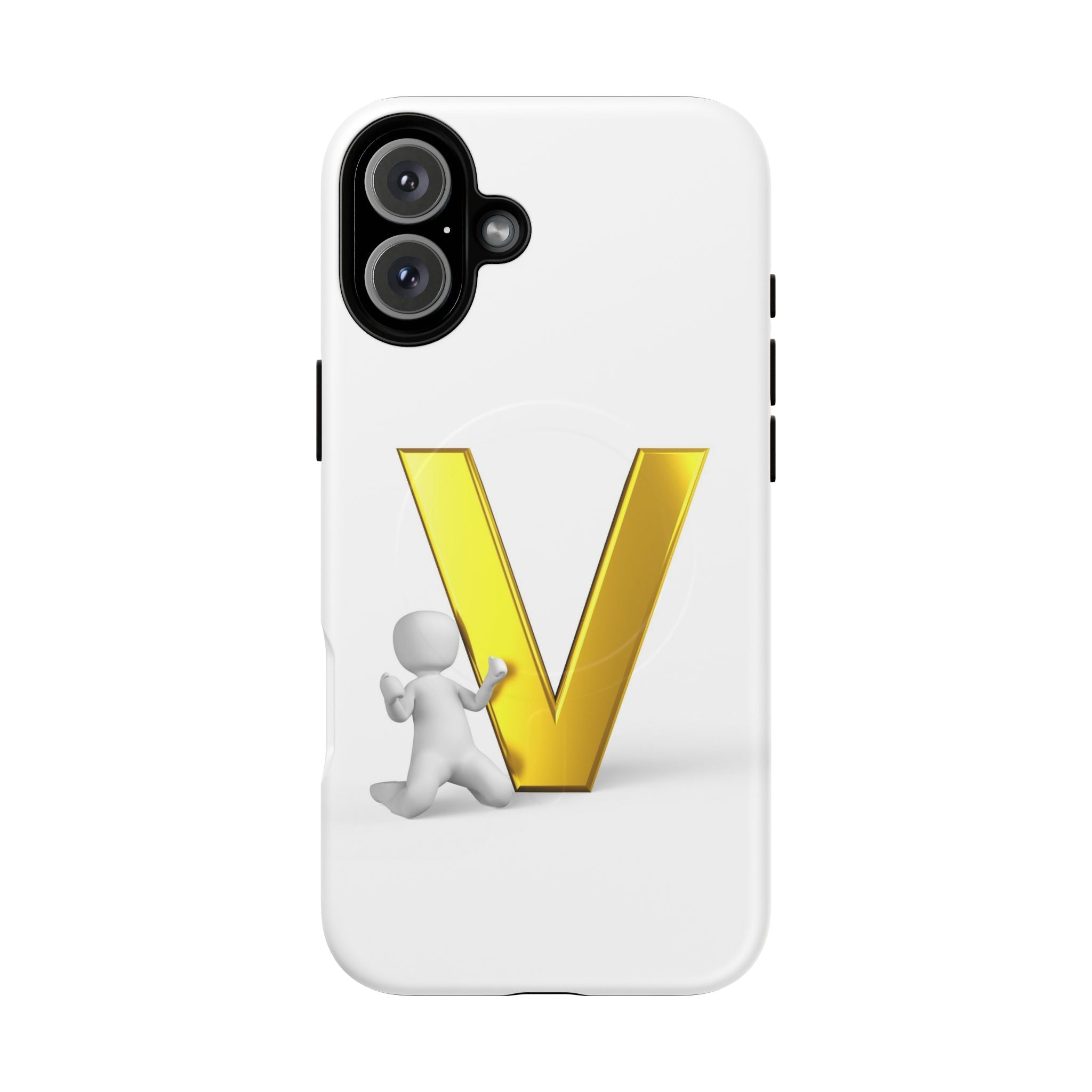 Coque de téléphone à monogramme lettre V dorée | Coque magnétique résistante