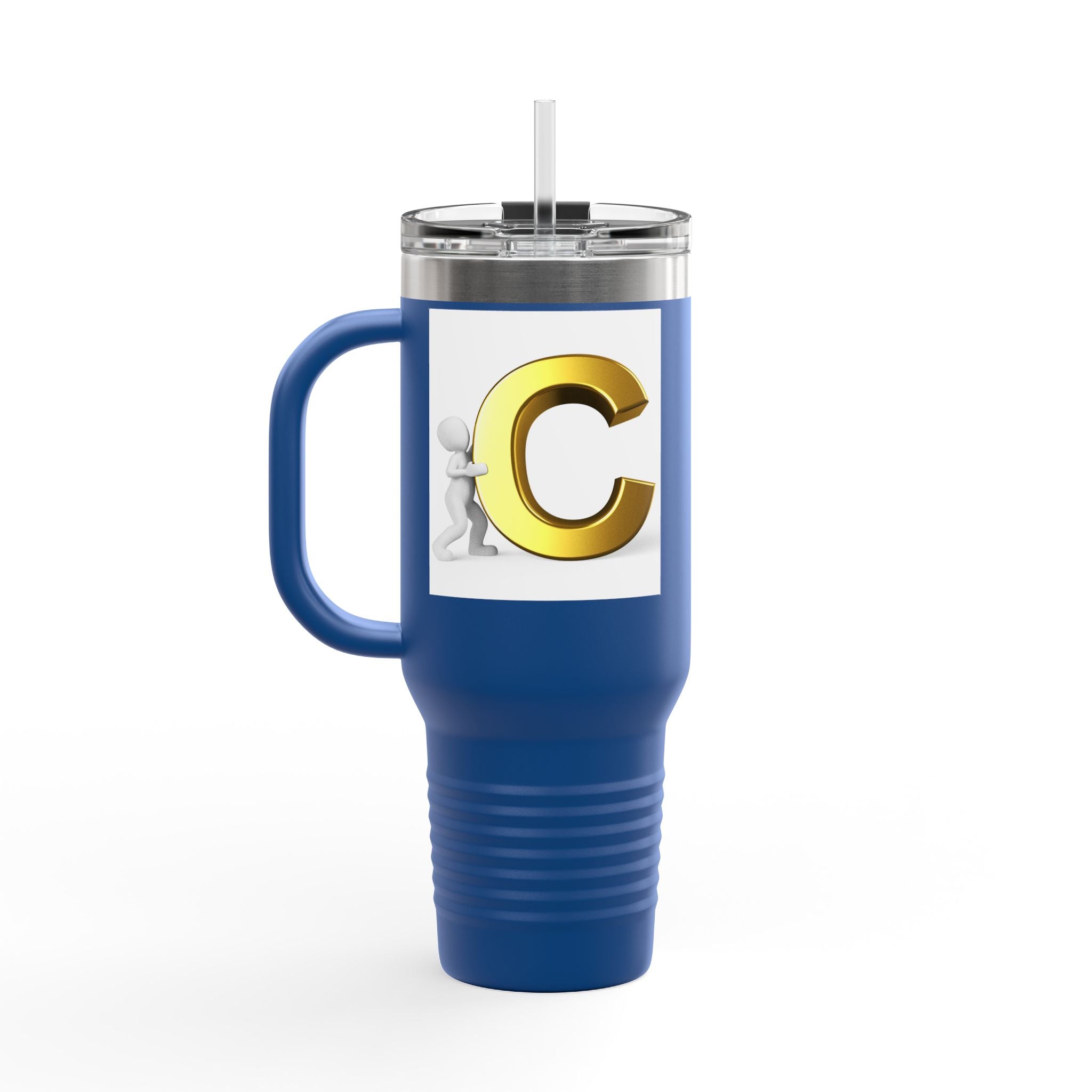 3D Gold Letter C Initial Travel Mug | 40oz Insulated Tumbler