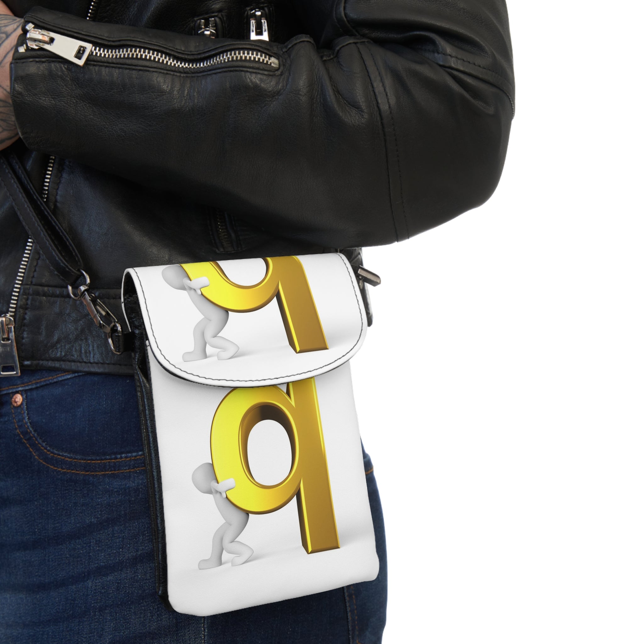 Gold 3D Letter Q Small Cell Phone Wallet | Crossbody Phone Pouch