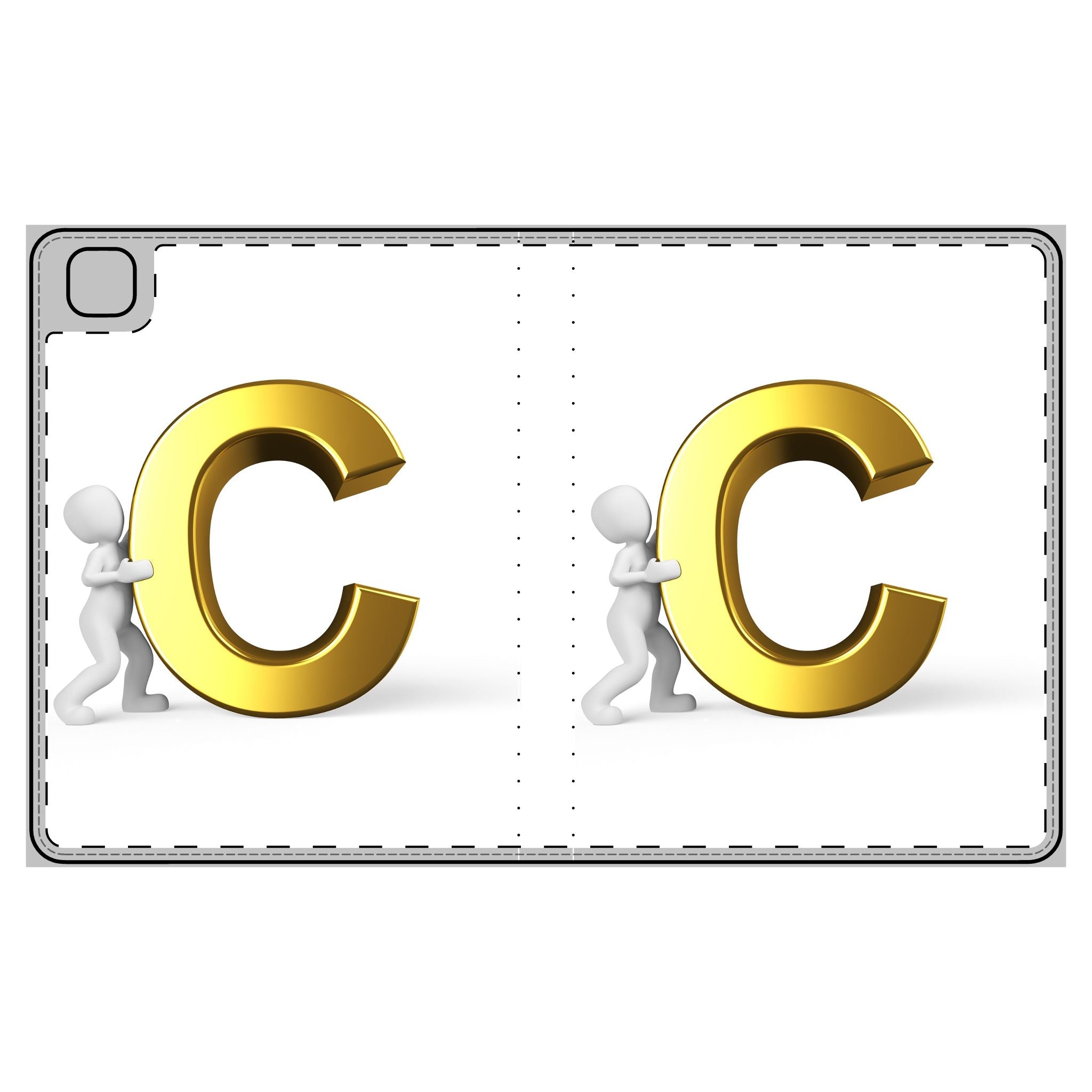 Gold Letter C Monogram Tablet Folio Case | Initial C Cover