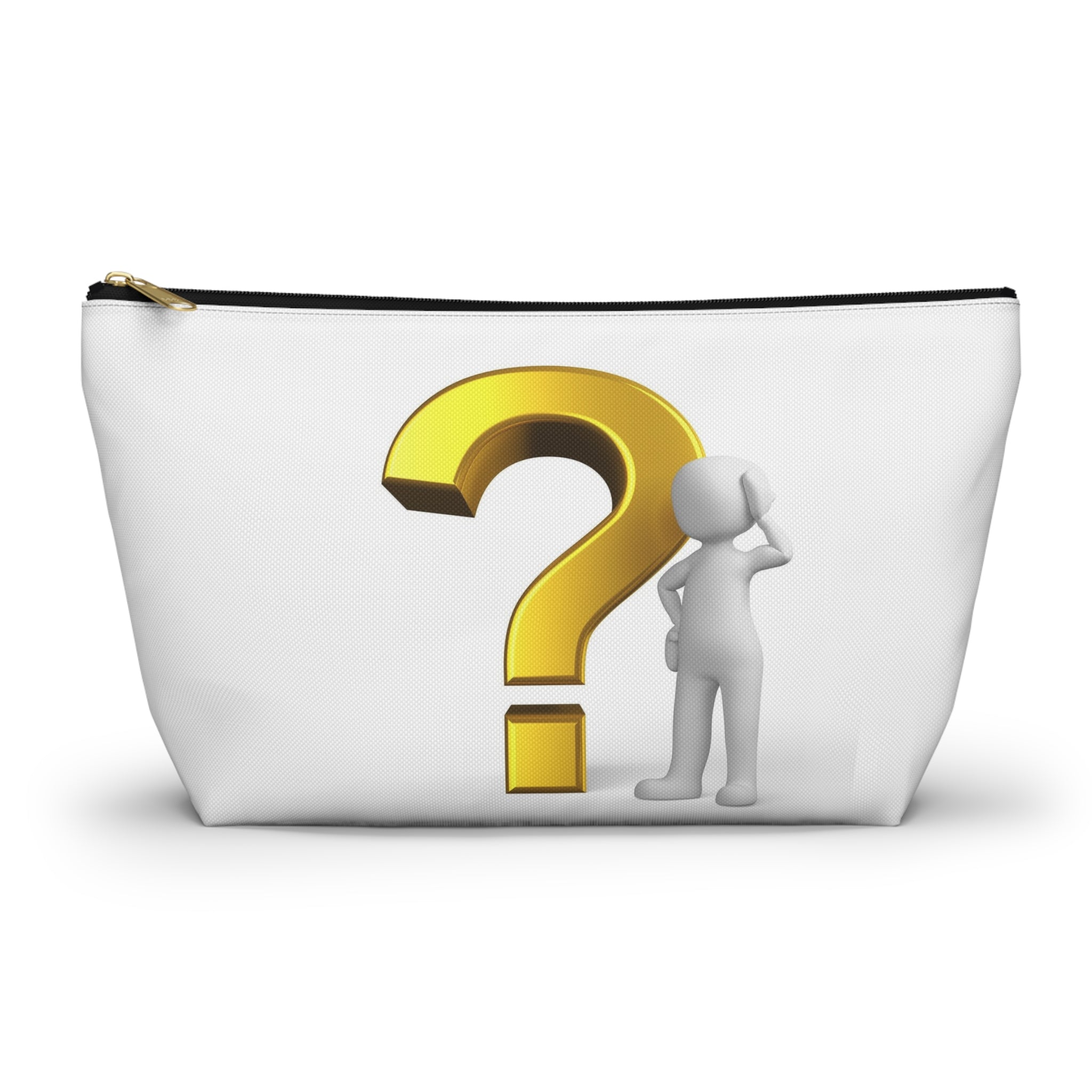 Gold Question Mark with Thinking Figure Accessory Pouch