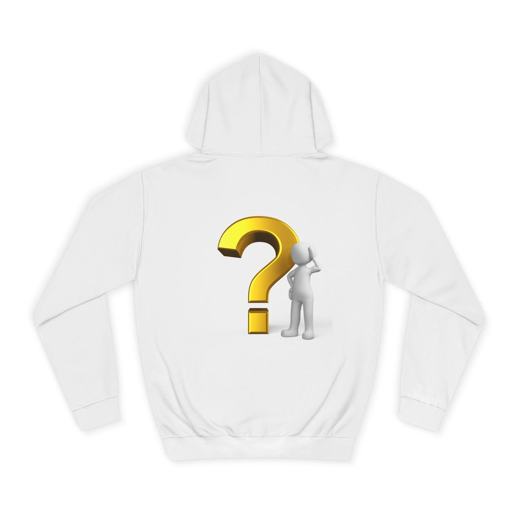 Gold Question Mark with Thinking Figure Hoodie | Mystery Design, Minimalist