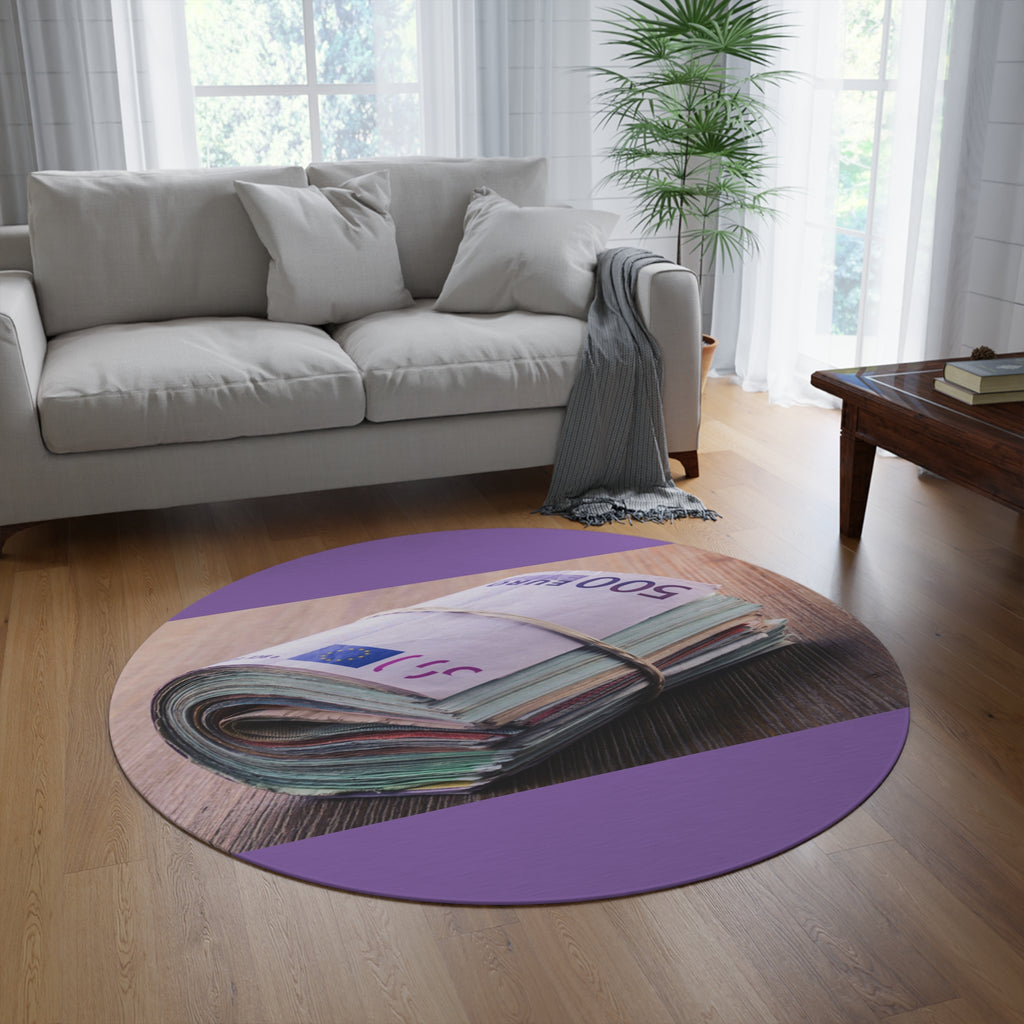 Stack of Euro Banknotes Round Rug | Money Photography Accent Mat
