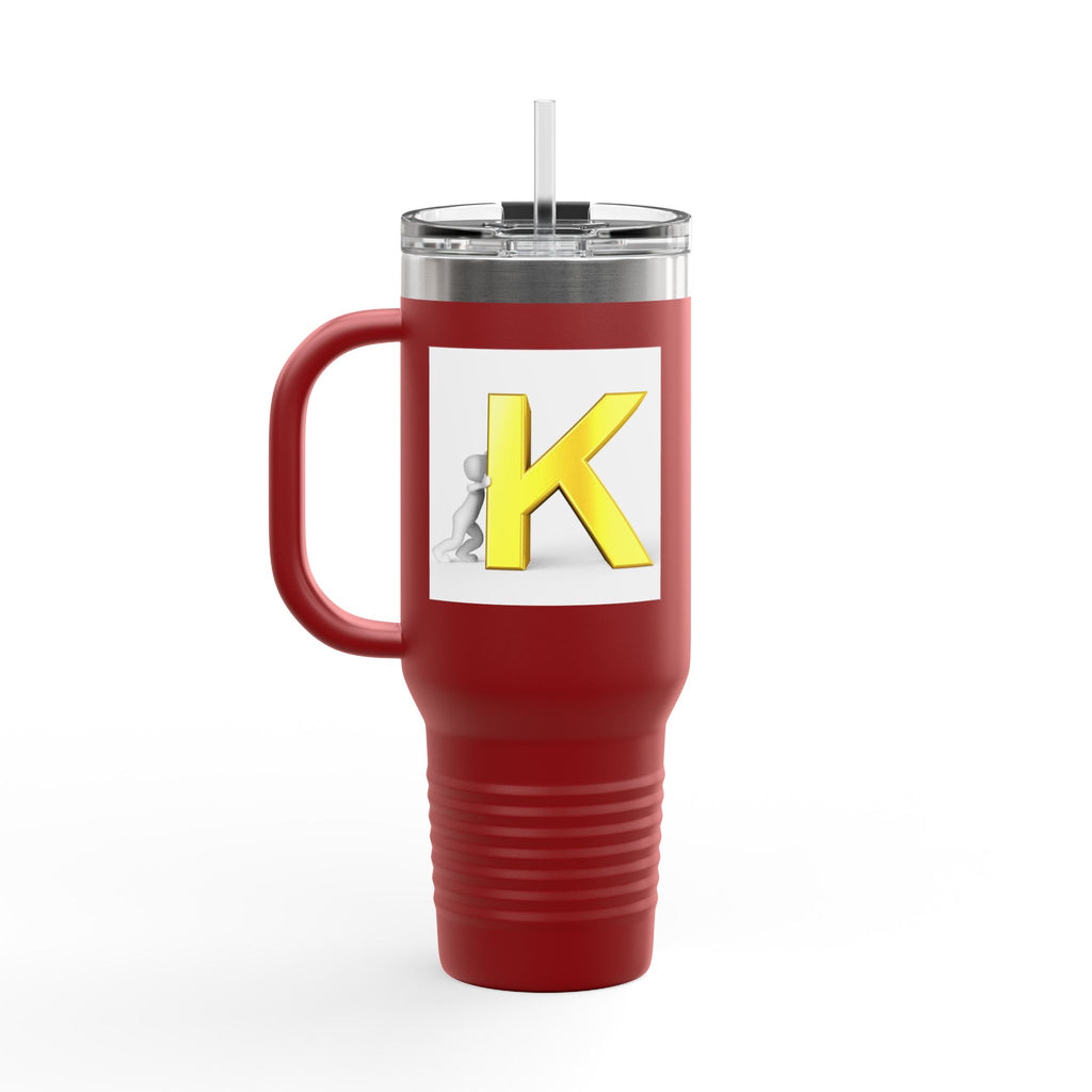 Yellow 3D Letter K monogram Insulated Travel Mug | 40oz