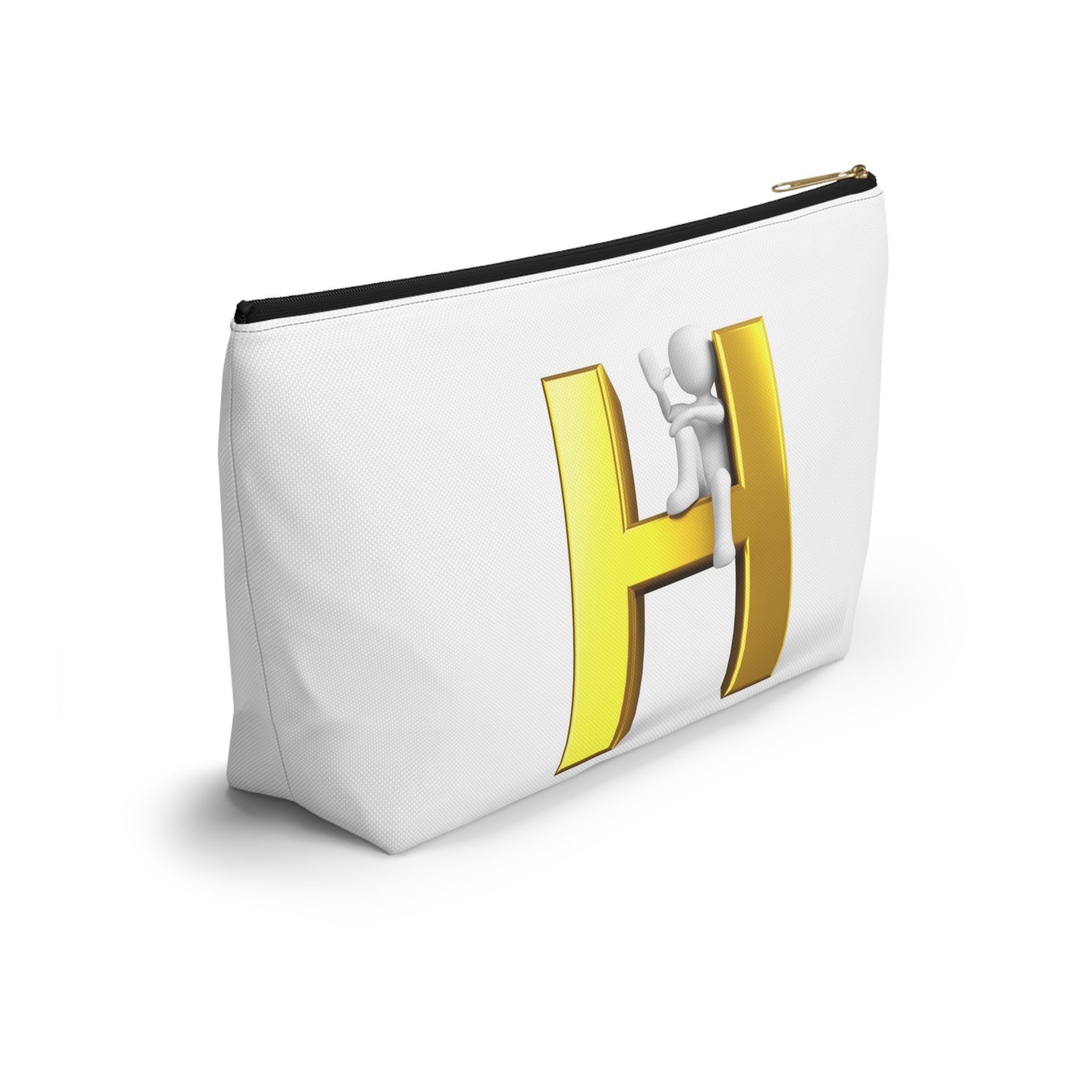 Gold 3D Letter H with Climbing Figure Accessory Pouch