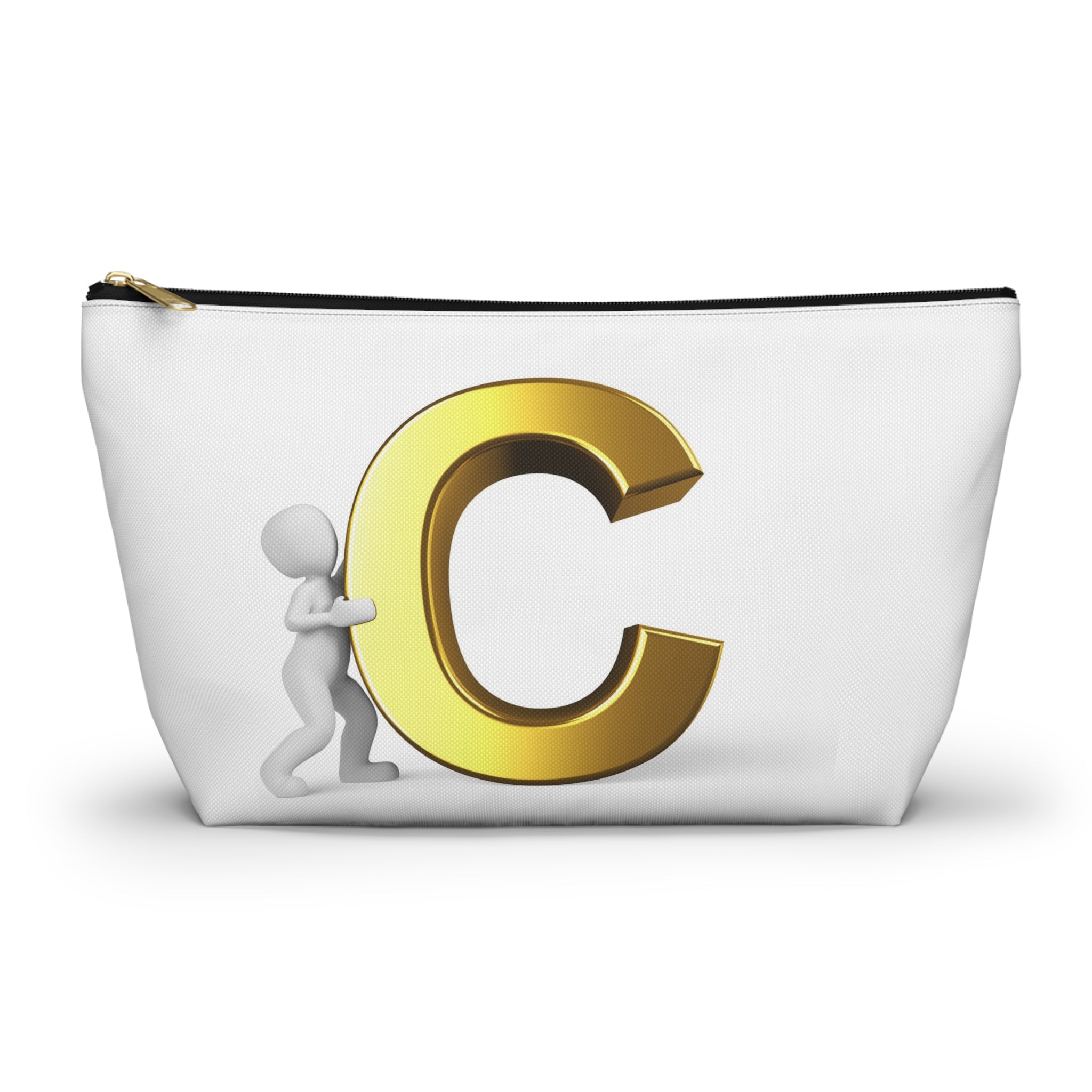 Gold Letter C Monogram Accessory Pouch | Initial Cosmetic Bag