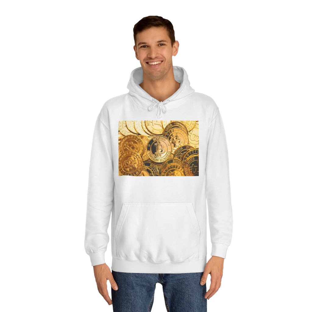 Golden Bitcoin Coins Hoodie | Crypto Cryptocurrency Crypto Art, Digital Currency Apparel