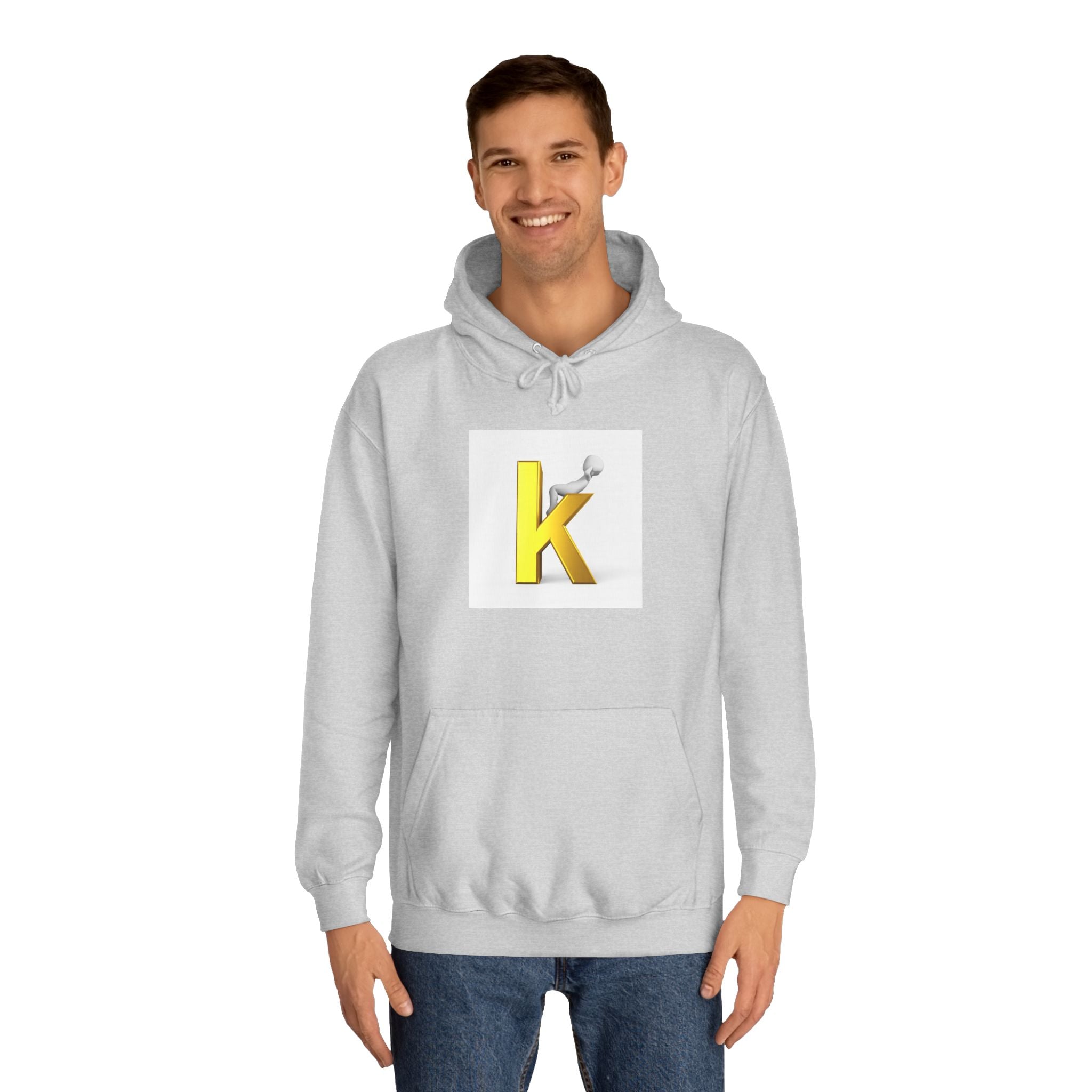 Gold 3D Letter K Hoodie | Monogram Initial K Sweatshirt