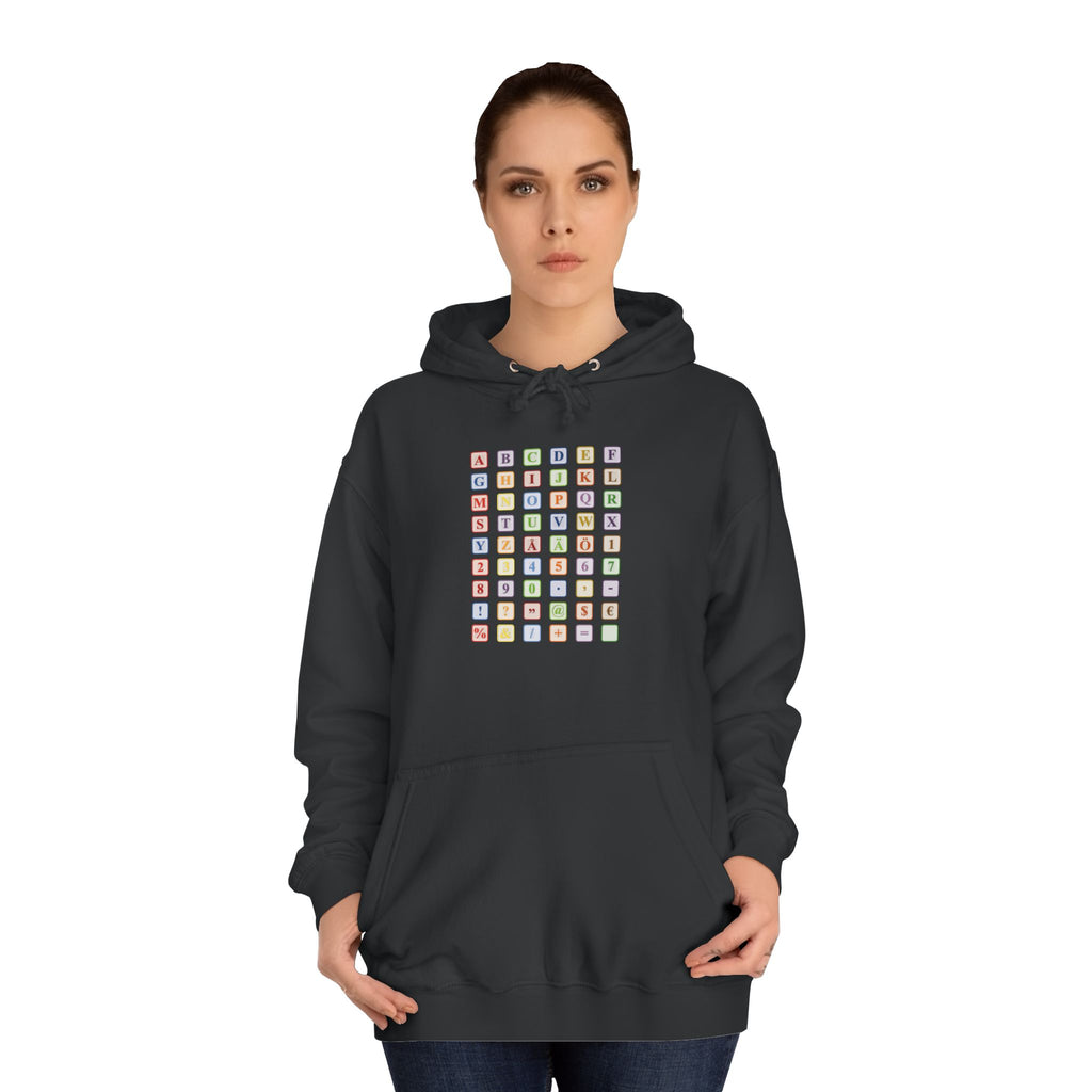 Alphabet Blocks Hoodie | Colorful Letter Grid, Back & Front Print