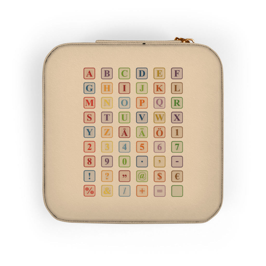 Pastel Alphabet Square Jewelry Travel Case | Compact Organizer