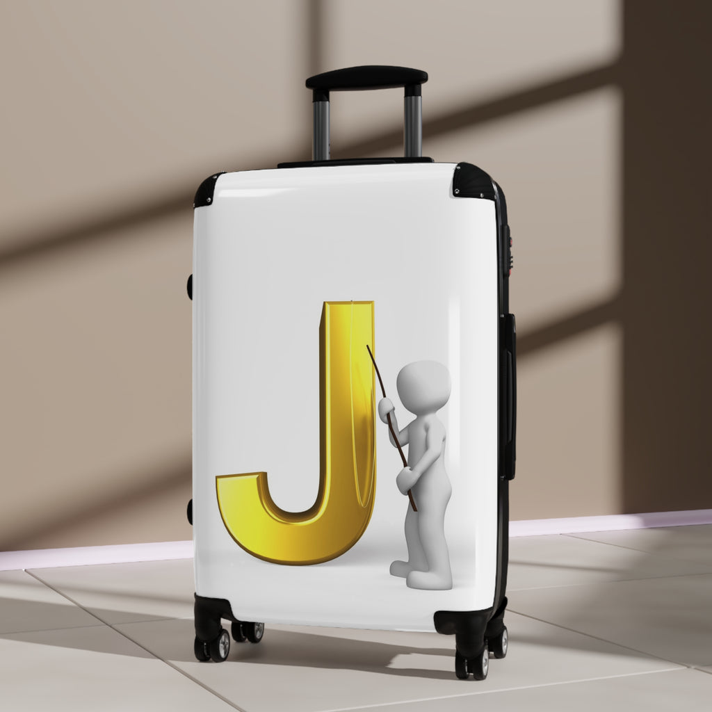 Gold Letter J Monogram Suitcase | Personalized Initial Luggage