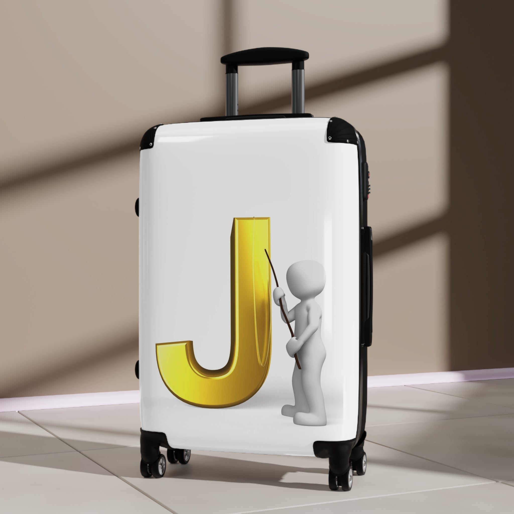 Gold Letter J Monogram Suitcase | Personalized Initial Luggage