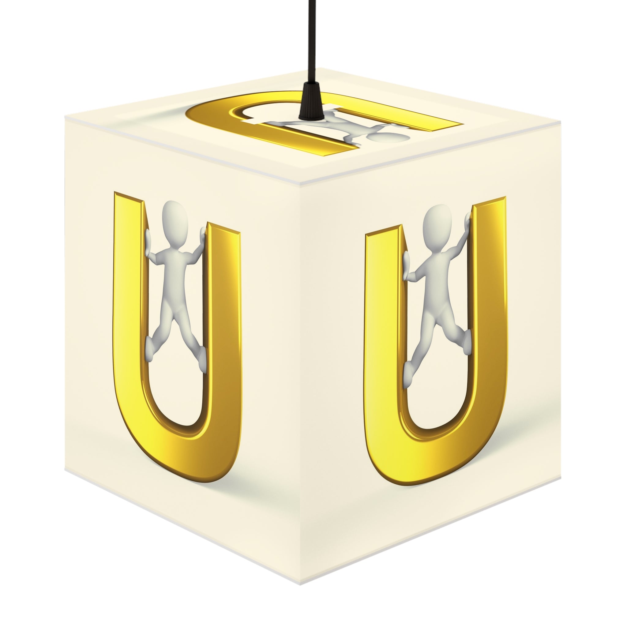 3D Gold Letter U Cube Lamp | Letter U Light Cube