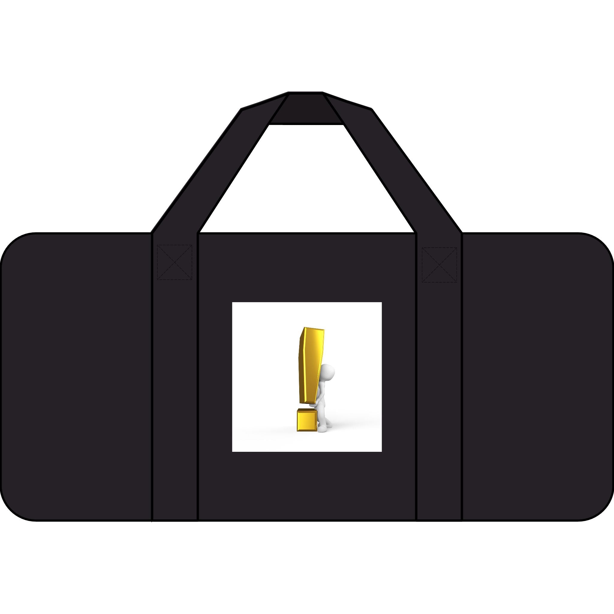 3D Gold Exclamation Mark Artwork Duffel Bag | Checker or Camo Strap Options