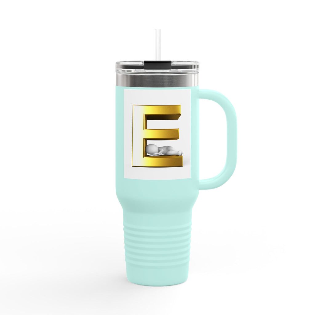 Gold Letter E Monogram Travel Mug | 40oz Insulated Tumbler
