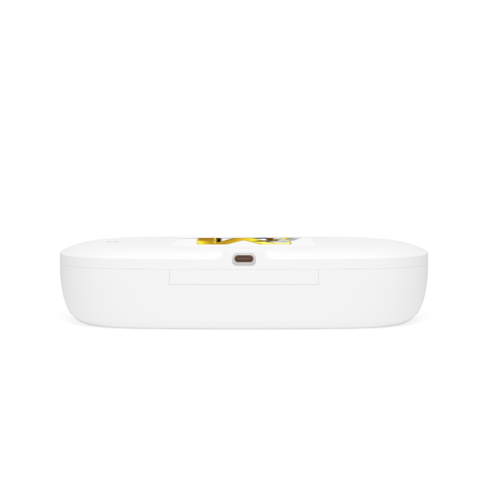 Gold Letter M with Worker Illustration UV Phone Sanitizer and Wireless Charging Pad